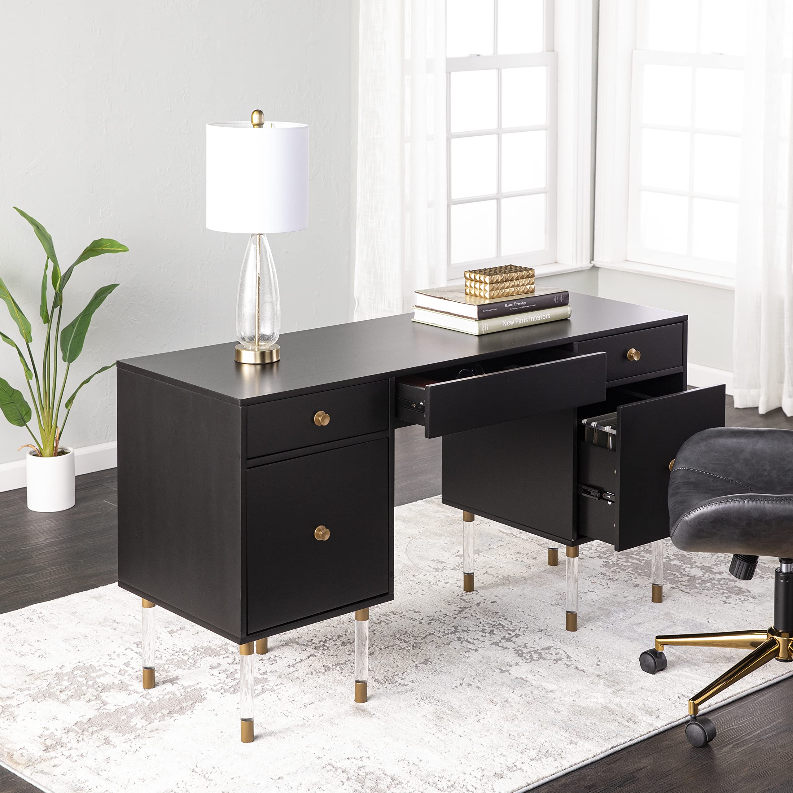 SEI Helston Black Desk - Home Office & Study Furniture