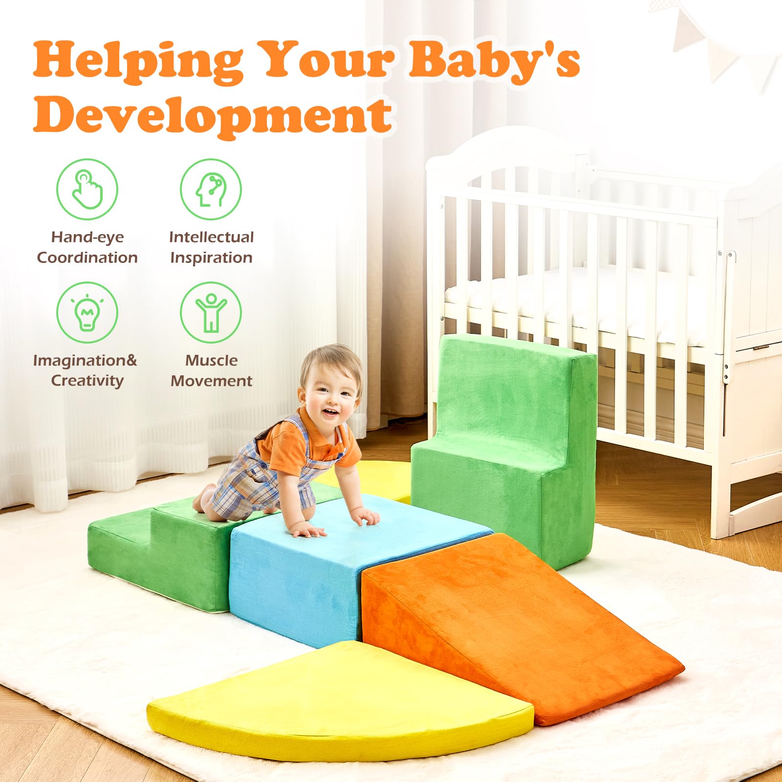 6-Piece Soft Foam Climbing Toys for Toddlers - Indoor Play Gym Blocks Set for Crawling, Sliding & Activity Play | Safe Toddler Climbing Toys for Home, Daycare & Preschool Playrooms