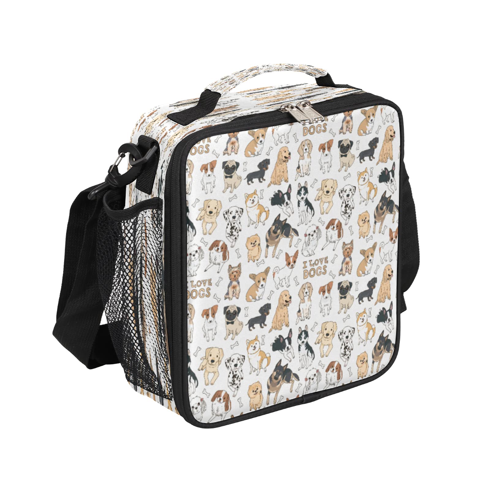 Insulated Reusable Lunch Box with Cute Dog Print - Leakproof Soft Lunch Bag for Kids, Teens & Adults - Perfect for School, Work, Picnics & Outdoor Activities