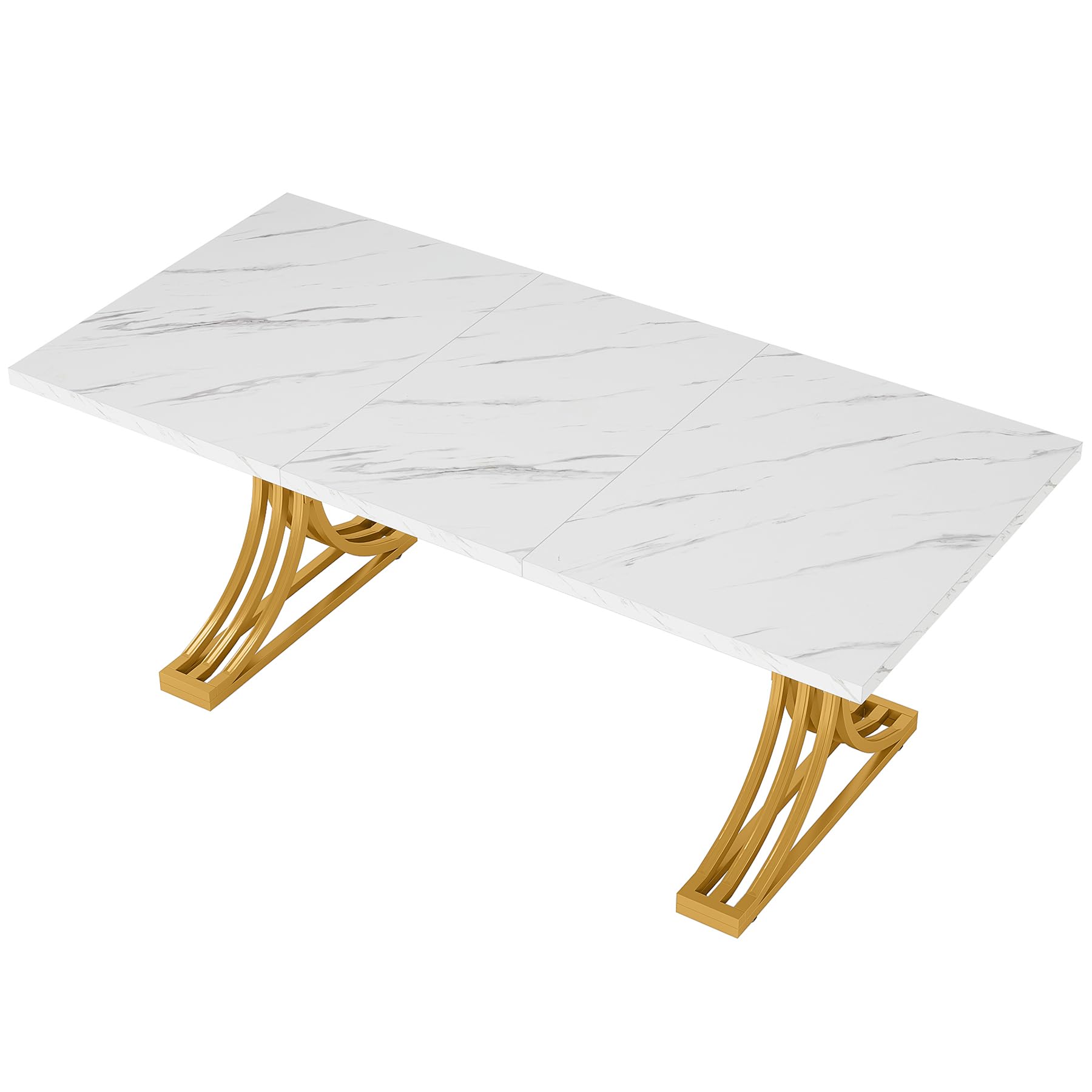 Tribesigns 63-Inch Modern Rectangular Dining Table for 4-6 People - White Faux Marble Top with Gold Metal Legs - Kitchen & Dining Room Furniture for Family Gatherings, Dinner Parties & Home Decor