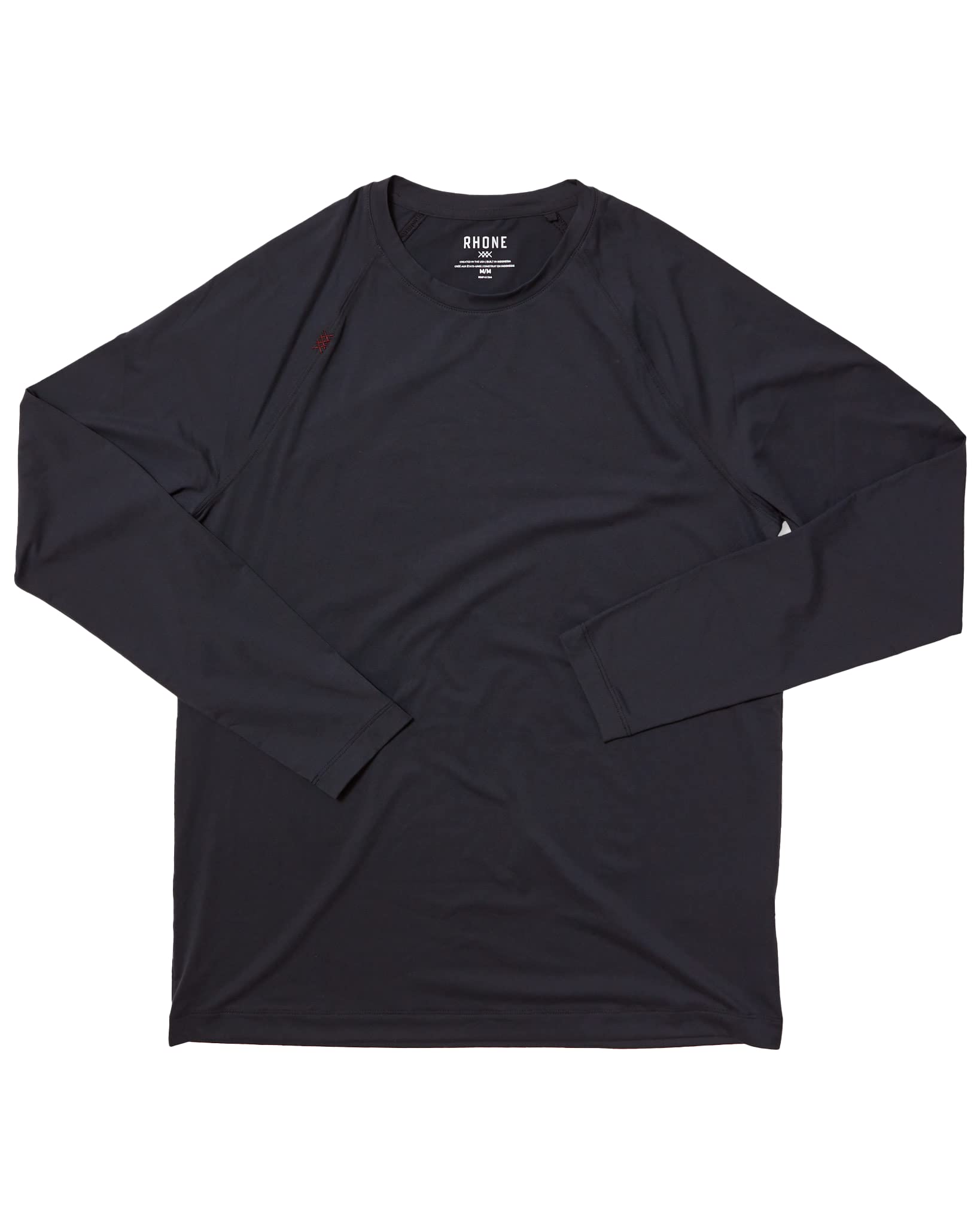 Rhone Reign Men's Long Sleeve Workout Shirt - Anti Odor & Quick Dry Performance Gym Shirt with UPF 50+ Sun Protection - Ideal for Running, Training & Outdoor Activities