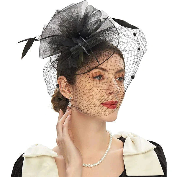 Elegant Cocktail Hats with Mesh & Veil - Stylish Women's Party Headwear for Weddings, Tea Parties & Special Occasions