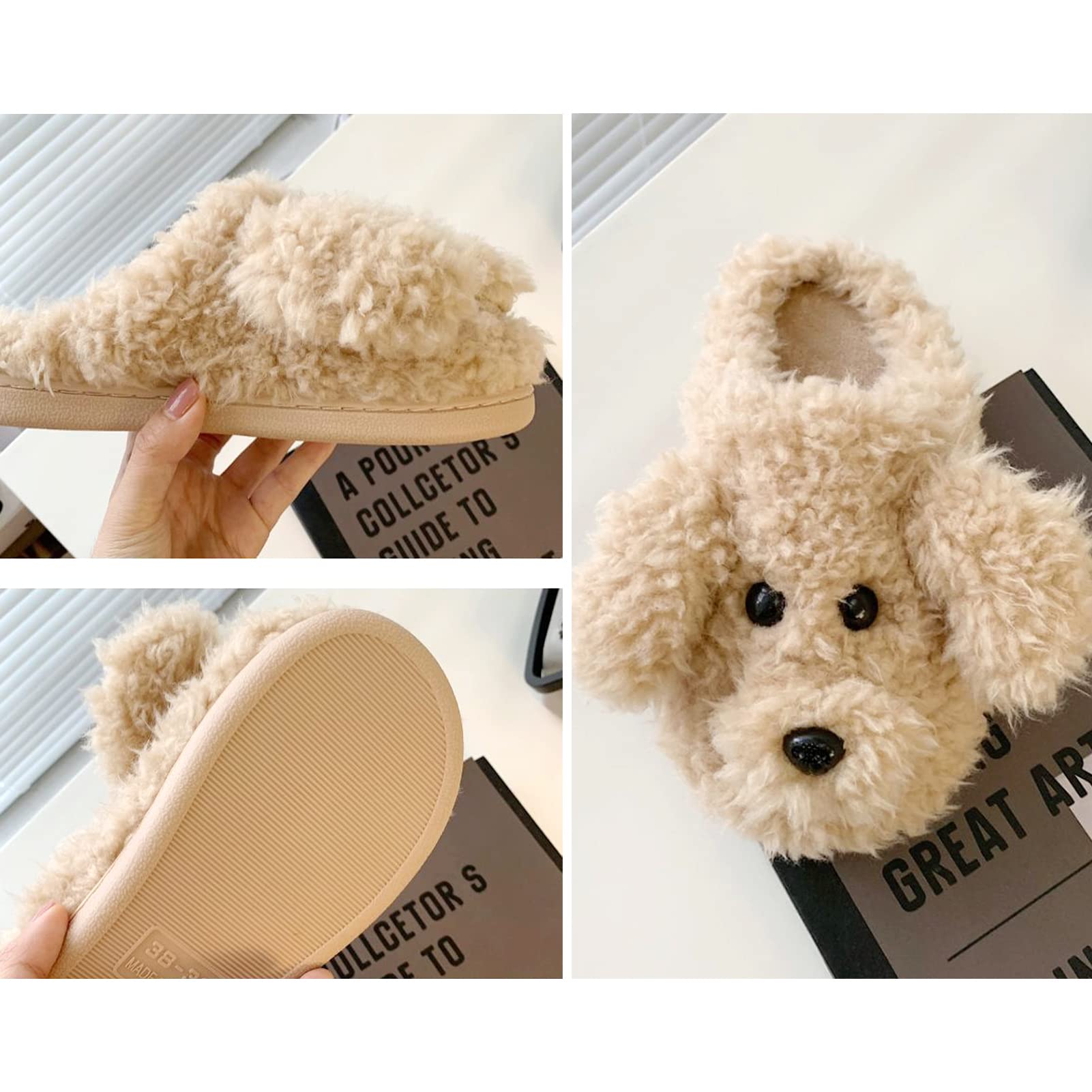 Women's Warm Fuzzy Animal Slippers - Cute Cow & Teddy Dog Plush House Shoes for Indoor/Outdoor Use - Cozy Comfort for Lounging, Relaxing at Home