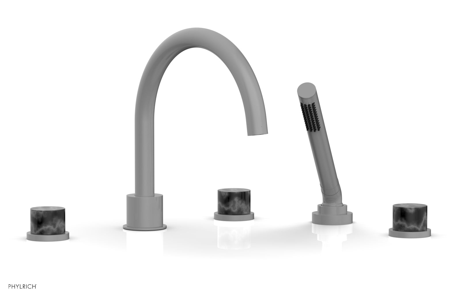 Premium BASIC II Deck Tub Set with Hand Shower - Black Marble Design 230 50 - Perfect for Modern Bathroom Renovation & Spa-Like Relaxation