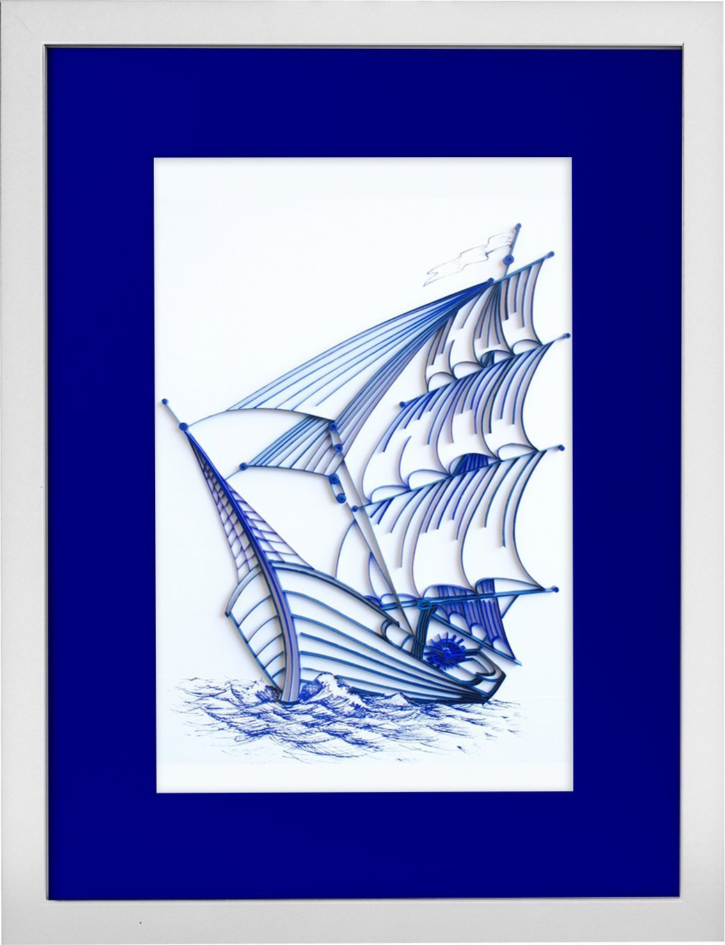 Unique Handmade Paper Quilled Sailing Ship Wall Art - California Artist Crafted Home Decor | Perfect for Living Room, Bedroom & Office Wall Decoration