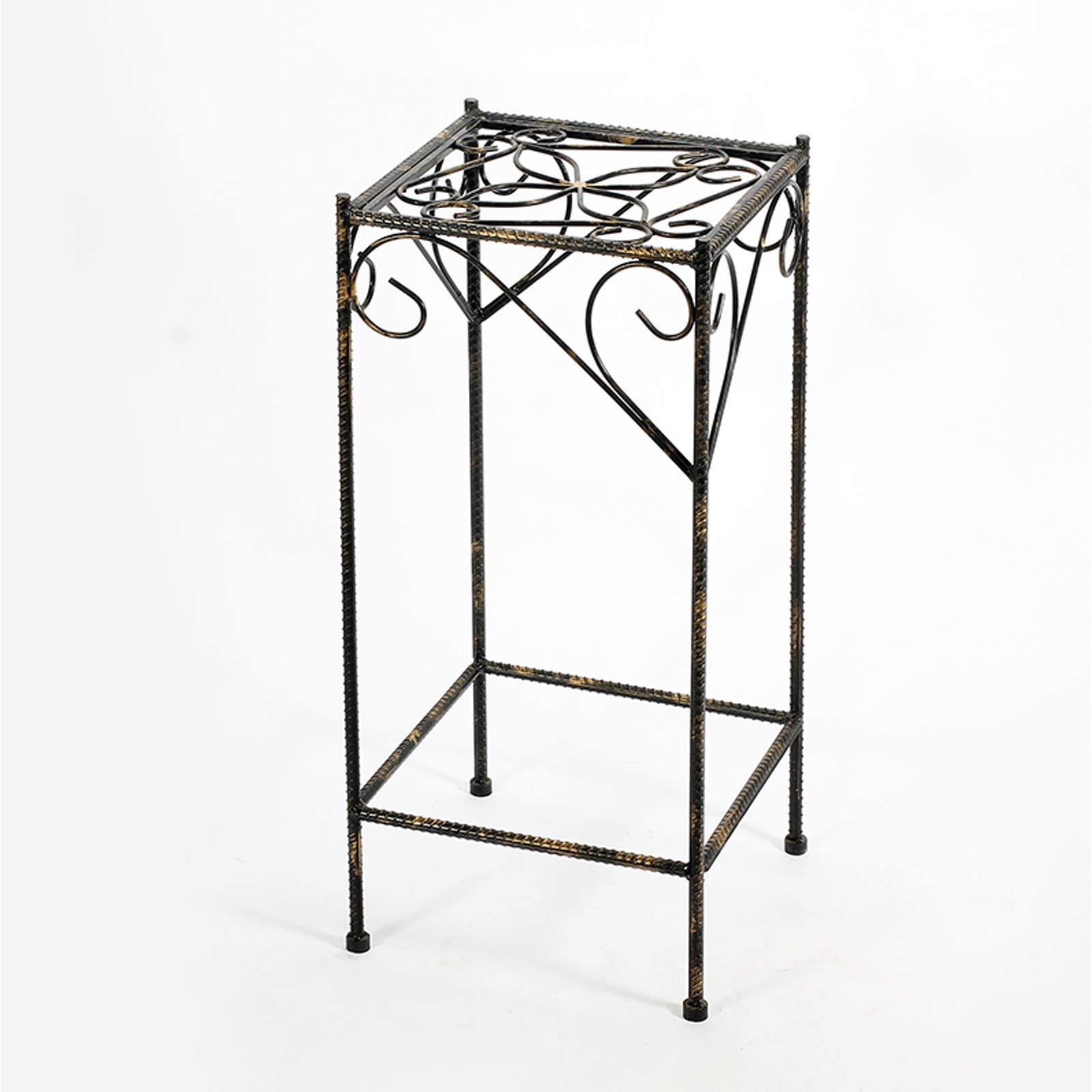 Benjara BM216725 Large Black Scrolled Metal Frame Plant Stand with Square Top - Perfect for Indoor/Outdoor Home Decor, Garden, Patio & Living Room