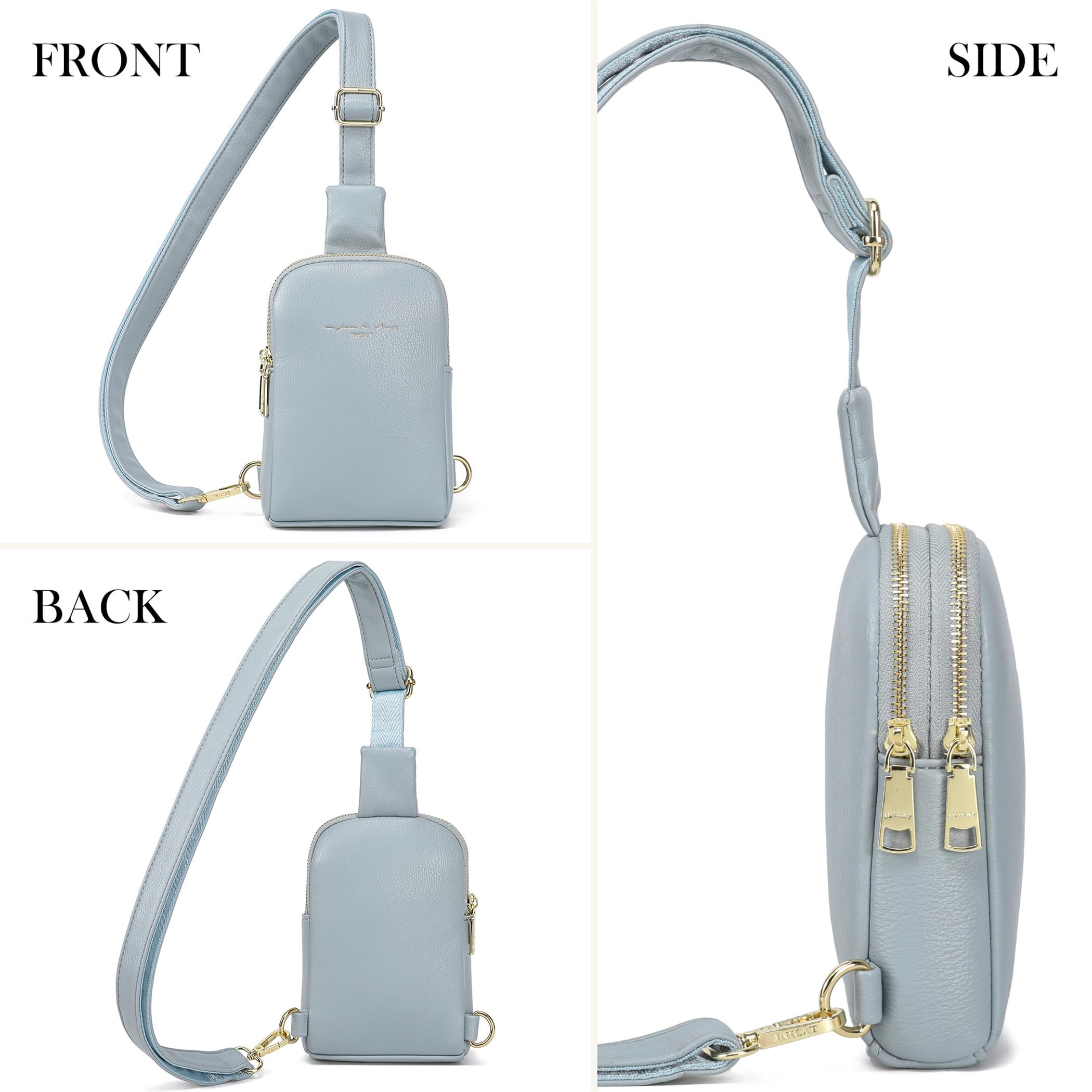 INICAT Genuine Leather Crossbody Bag for Women - Small Sling Bag, Fanny Pack Purse - Perfect for Travel, Shopping & Everyday Use
