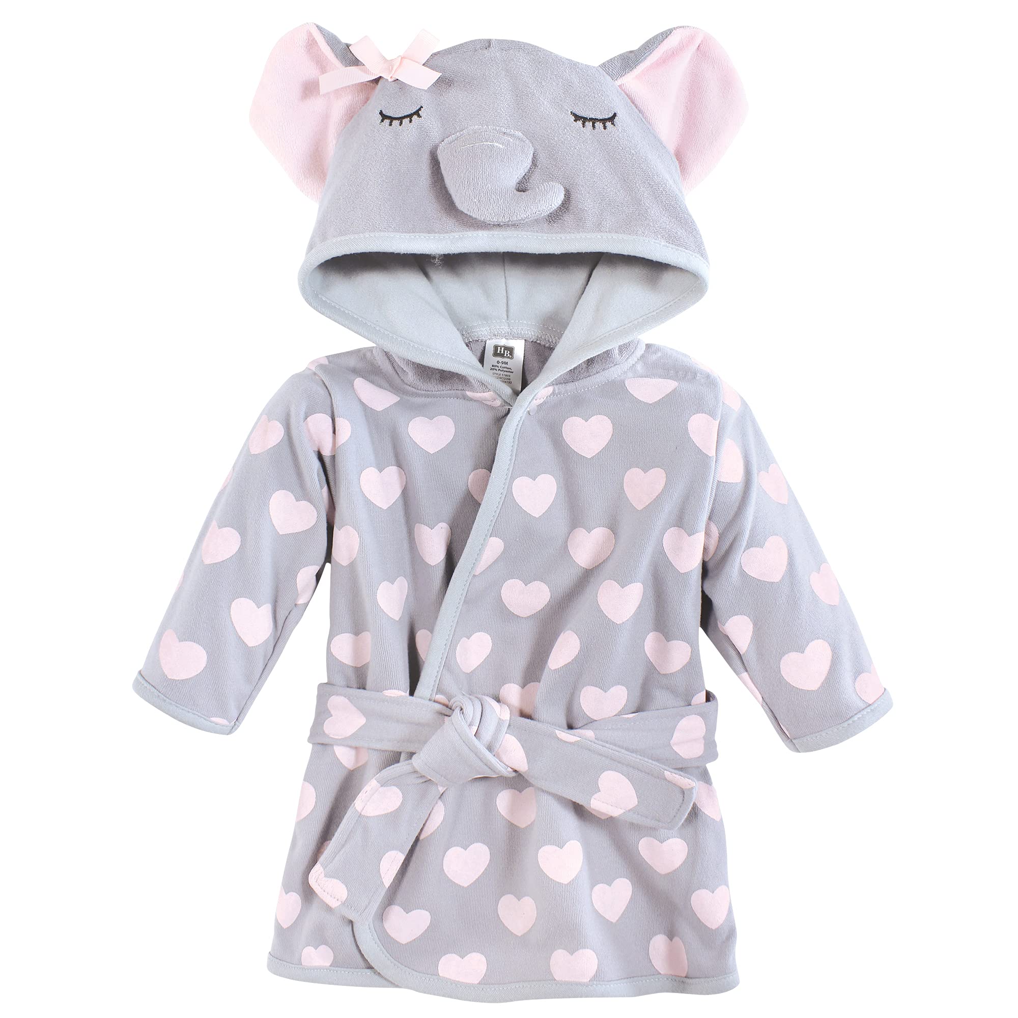 Hudson Baby Unisex Cotton Rich Bathrobe for Newborns & Toddlers - Soft & Absorbent Hooded Baby Robe for Bath Time, Swimming & Comfort After Shower