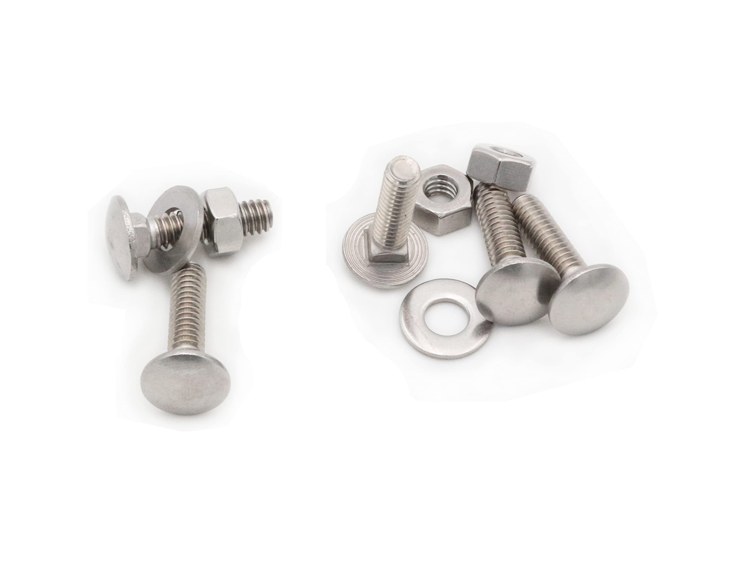 15 Sets 1/4-20 x 1'' Carriage Bolts with Hex Nuts & Washers - 304 Stainless Steel Round Head Square Neck Screws Assortment Kit for Automotive, Furniture & DIY Projects