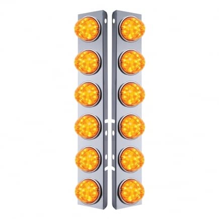 United Pacific 31978 Stainless Steel Air Cleaner Light Bar with Bracket - Amber LED Cab Lights (17 LEDs Each) for Peterbilt Trucks | Heavy-Duty Truck Lighting Upgrade for Night Driving & Safety