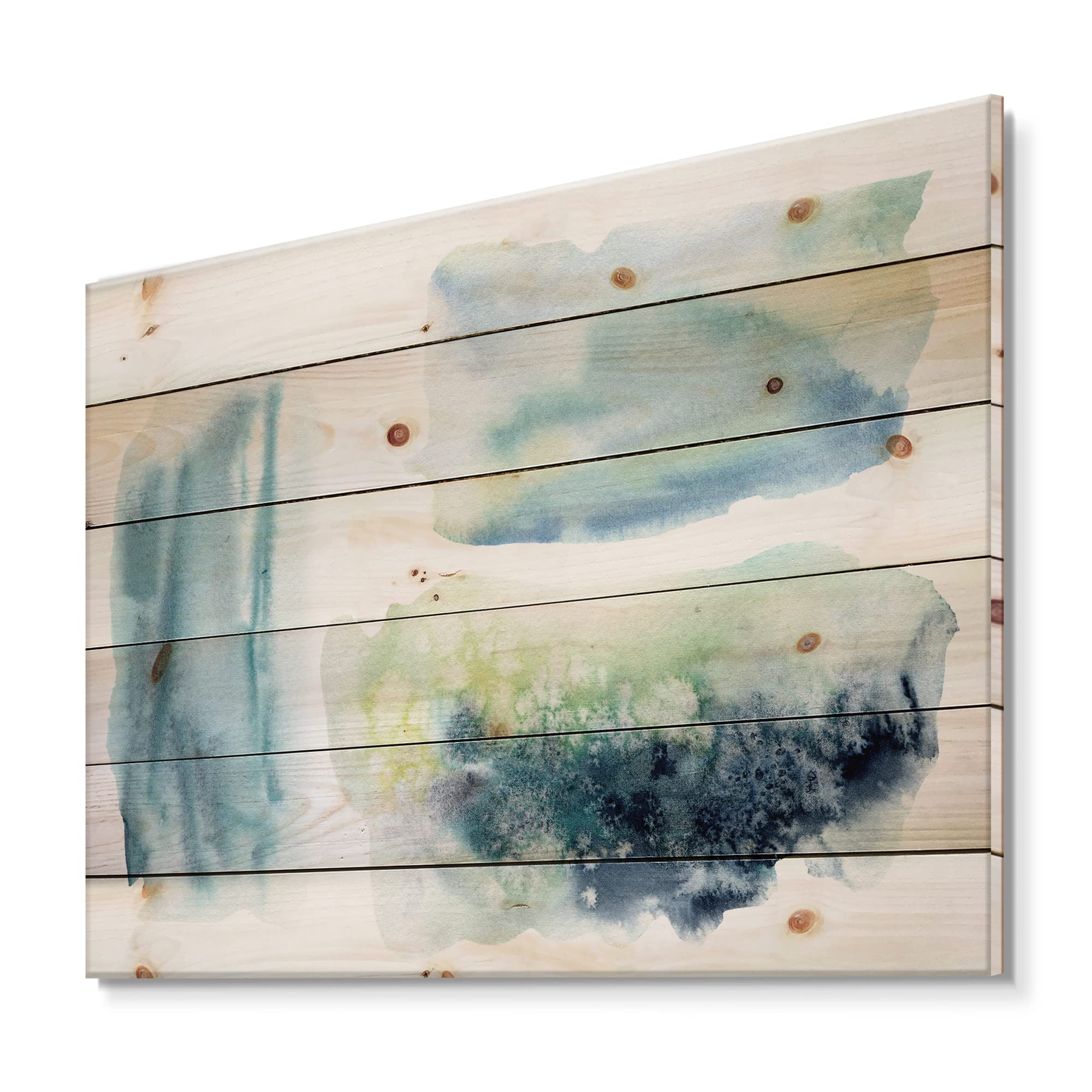 DesignQ Underwater Abstract Clouds Modern Wood Wall Art - Blue Contemporary Wood Wall Decor, Large Abstract Wood Panels Printed on Natural Pine - Perfect for Living Room, Bedroom & Office Decor