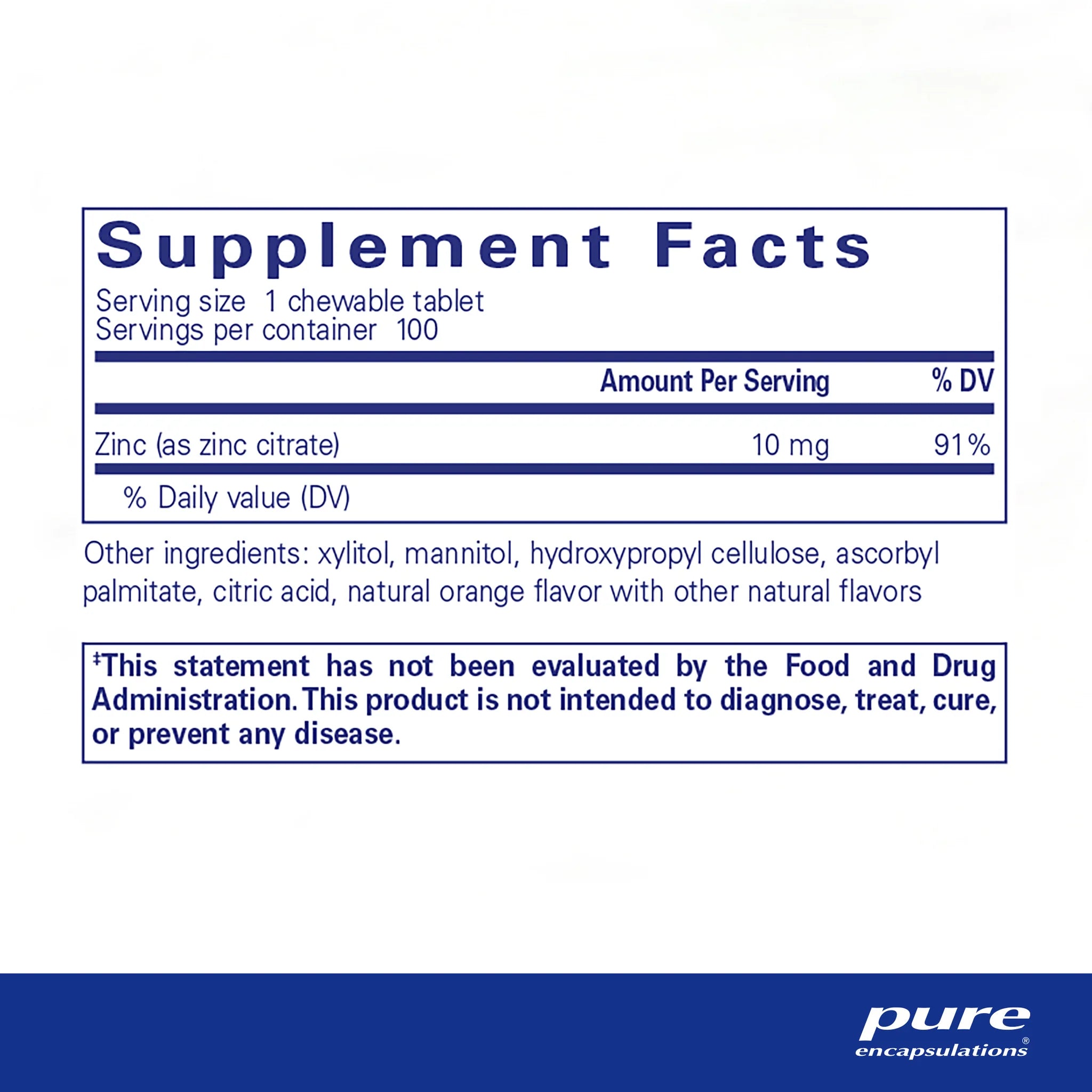 Pe Zinc Chewables 100 Tablets - Immune Support Supplement for Adults & Kids - Great for Cold & Flu Season