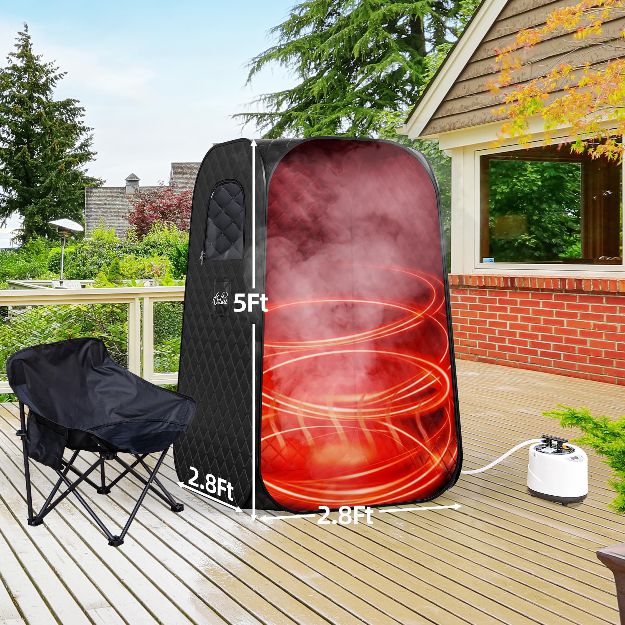 Portable Home Steam Sauna Box with 2.6L Steamer & Remote Control - Personal Sauna Tent with Large Chair (2.8'x2.8'x5.0') for Relaxation, Detox & Weight Loss - Perfect for Home Spa, Yoga Recovery & Stress Relief - Black
