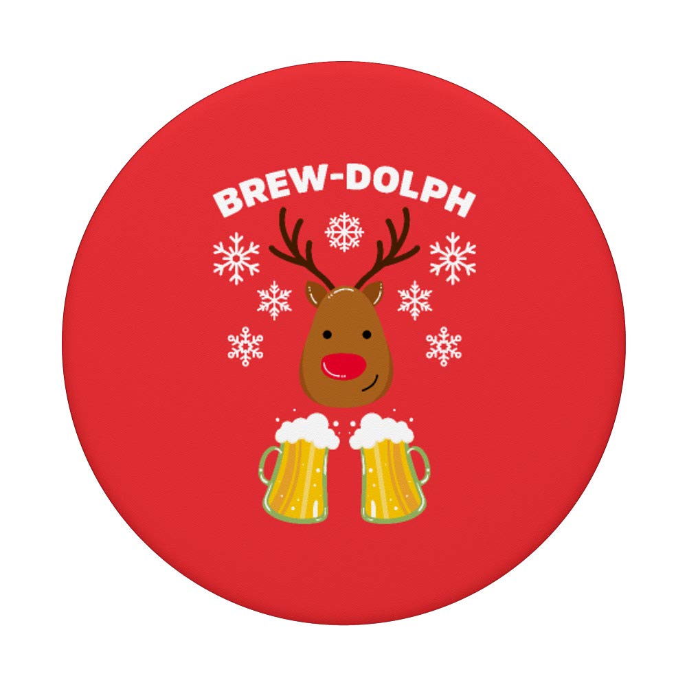 Funny Reindeer Beer Christmas PopSockets - Phone & Tablet Grip Stand with Brew Dolph Design | Perfect for Holiday Parties, Gift Giving & Festive Decor