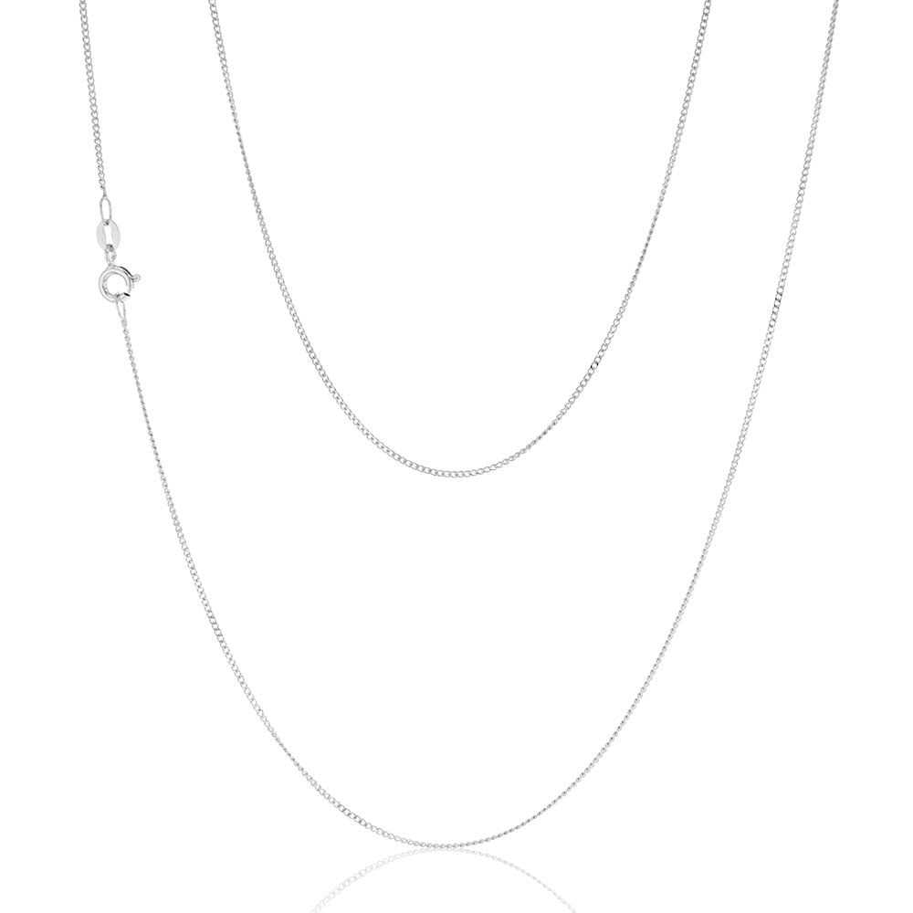9ct White Solid Gold 31 Gauge Curb 51cm Chain - Elegant Jewelry for Women, Perfect for Everyday Wear, Gifts & Special Occasions