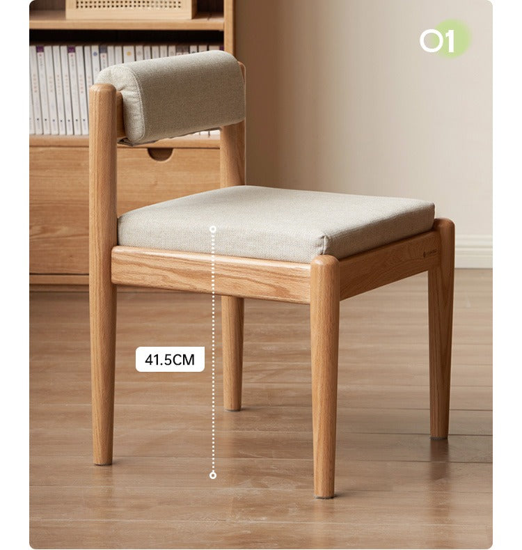 Solid Oak Wood Low Back Small Dining Chair - Modern Kitchen & Breakfast Nook Seating - Perfect for Small Spaces & Compact Dining Areas