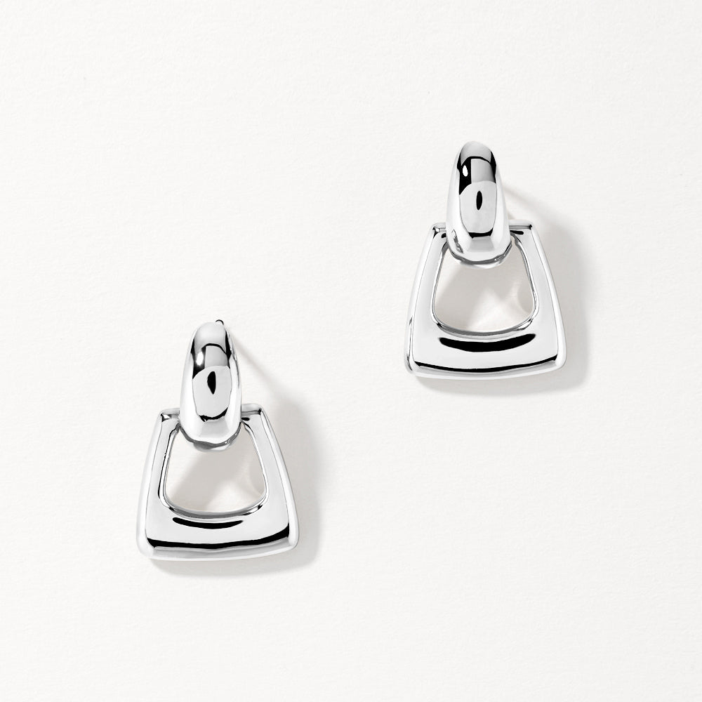 Silver Doorknocker Hoop Stud Earrings for Women - Elegant Dangle Earrings for Parties, Weddings & Everyday Wear