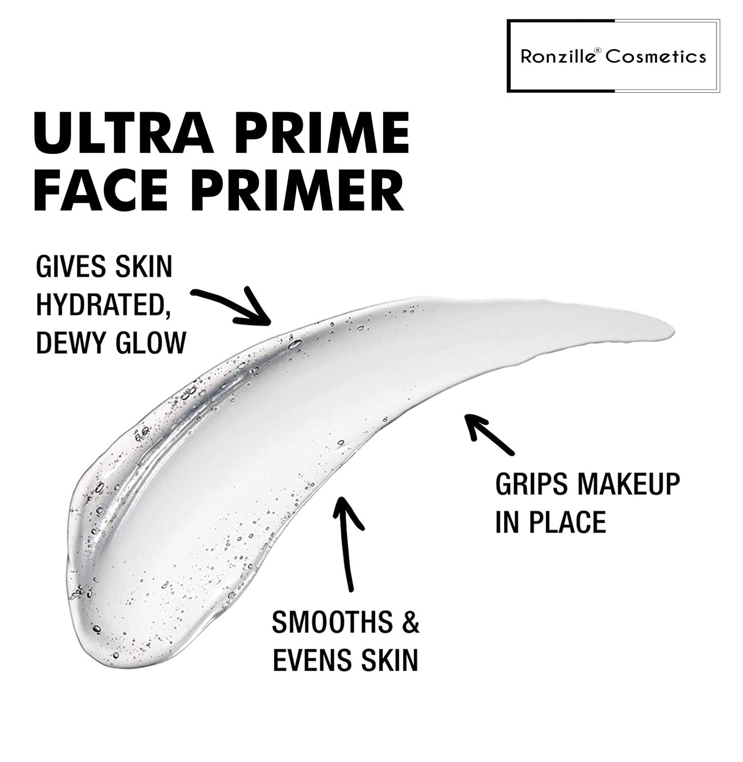 RONZILLE Ultra Prime Makeup Face Primer - 25ml Silicone Finish Airless Pump (Transparent) | Smoothing Base for Flawless Makeup Application | Perfect for Daily Wear, Photo Shoots & Special Occasions