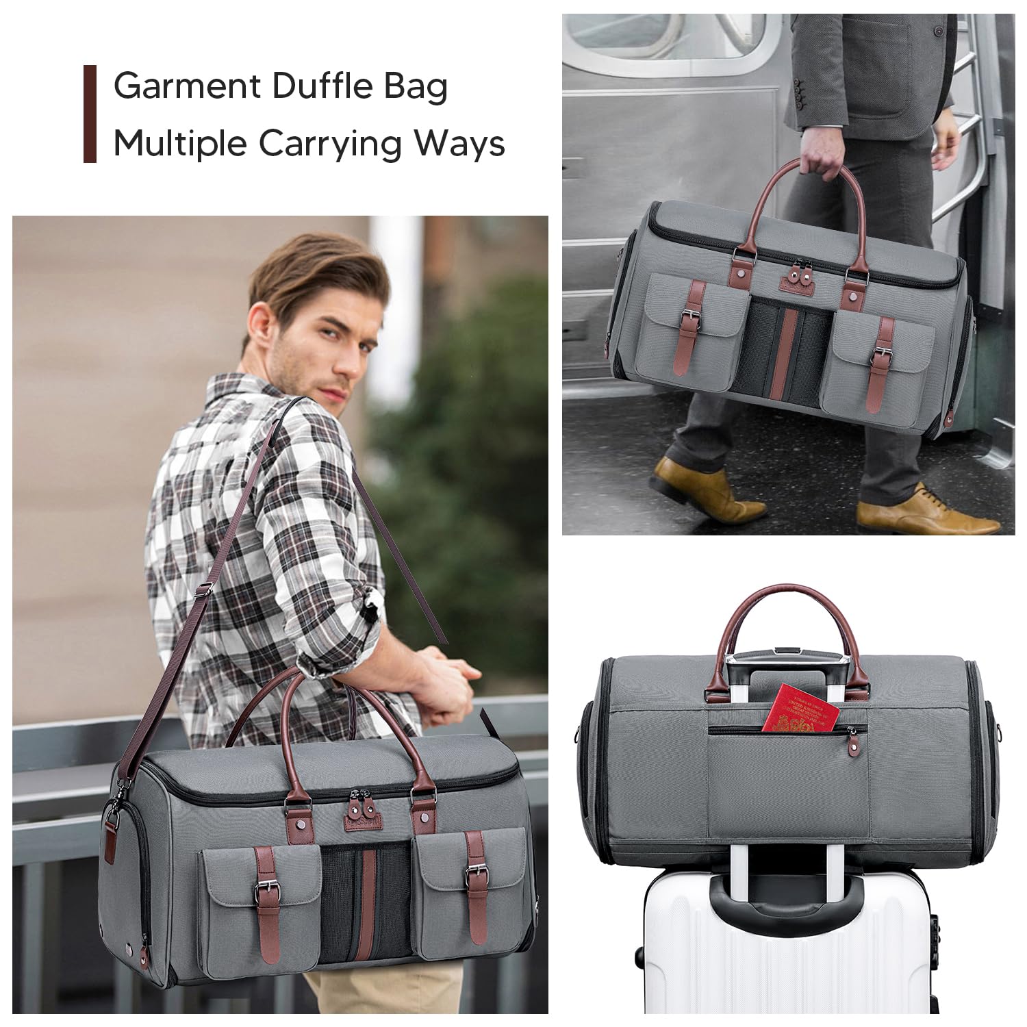 Convertible Carry On Garment Bag for Travel - 2 in 1 Hanging Suitcase & Duffle Bag with Shoe Compartment for Men & Women | Perfect for Business Trips, Weddings & Airplane Travel