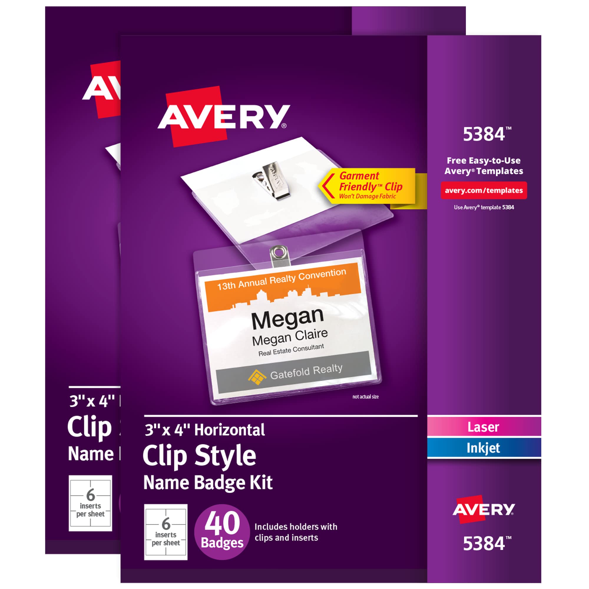 Avery Customizable Name Badge Clips - 3