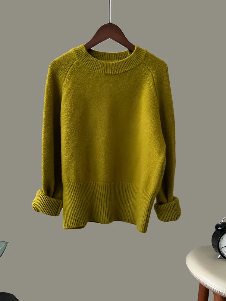 Women's Knitted Sweater Pullover - Warm Beige & Light Coffee O-Neck Jumper | 7 Colors | Perfect for Fall & Winter Outfits, Office Wear & Casual Chic