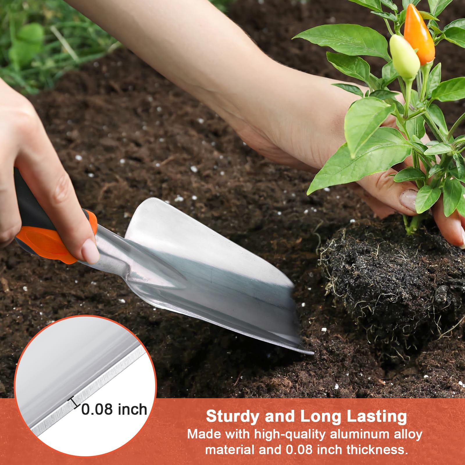 **3-Piece Heavy Duty Garden Tools Set - Aluminum Alloy Shovel, Trowel & Hand Rake with Ergonomic Handle for Planting, Weeding & Lawn Care - Ideal for Home Gardening, Landscaping & Outdoor Activities**
