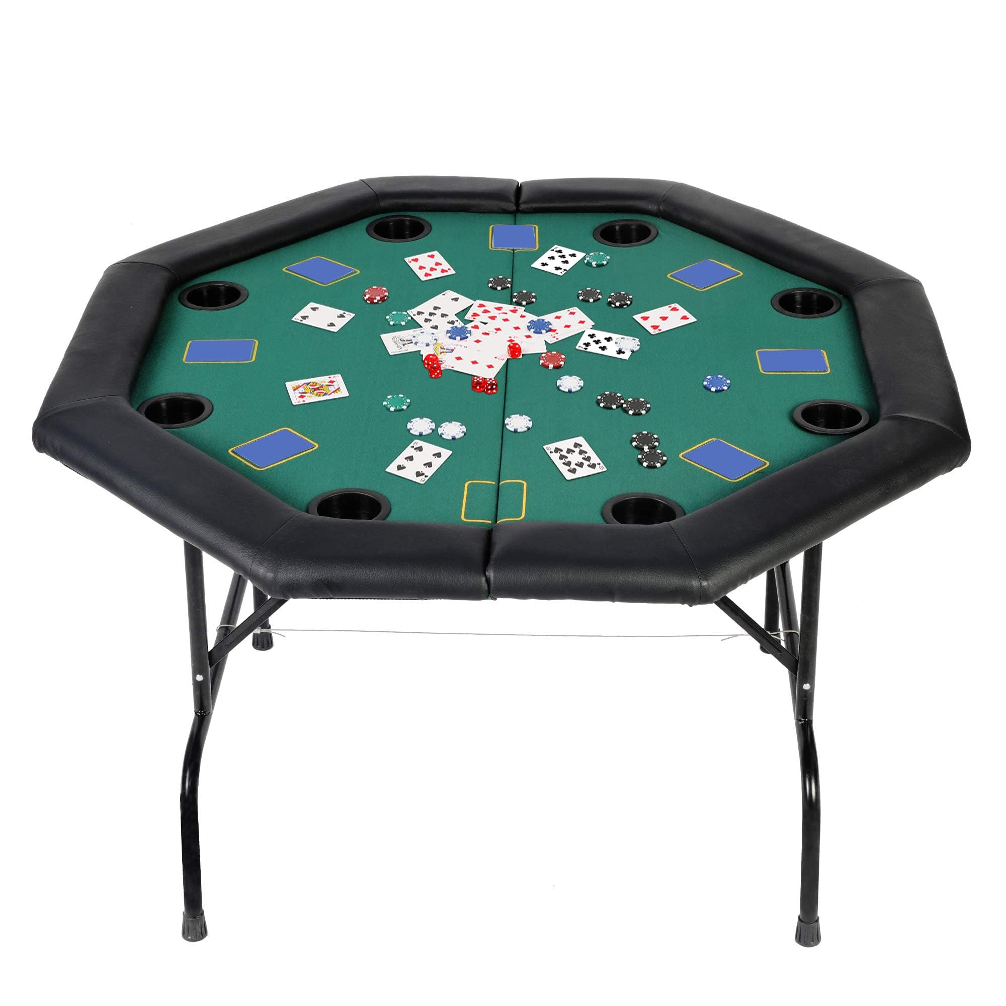 Premium 8-Player Folding Poker Table for Casino Games - Perfect for Home Poker Nights, Game Rooms & Casino-Themed Parties