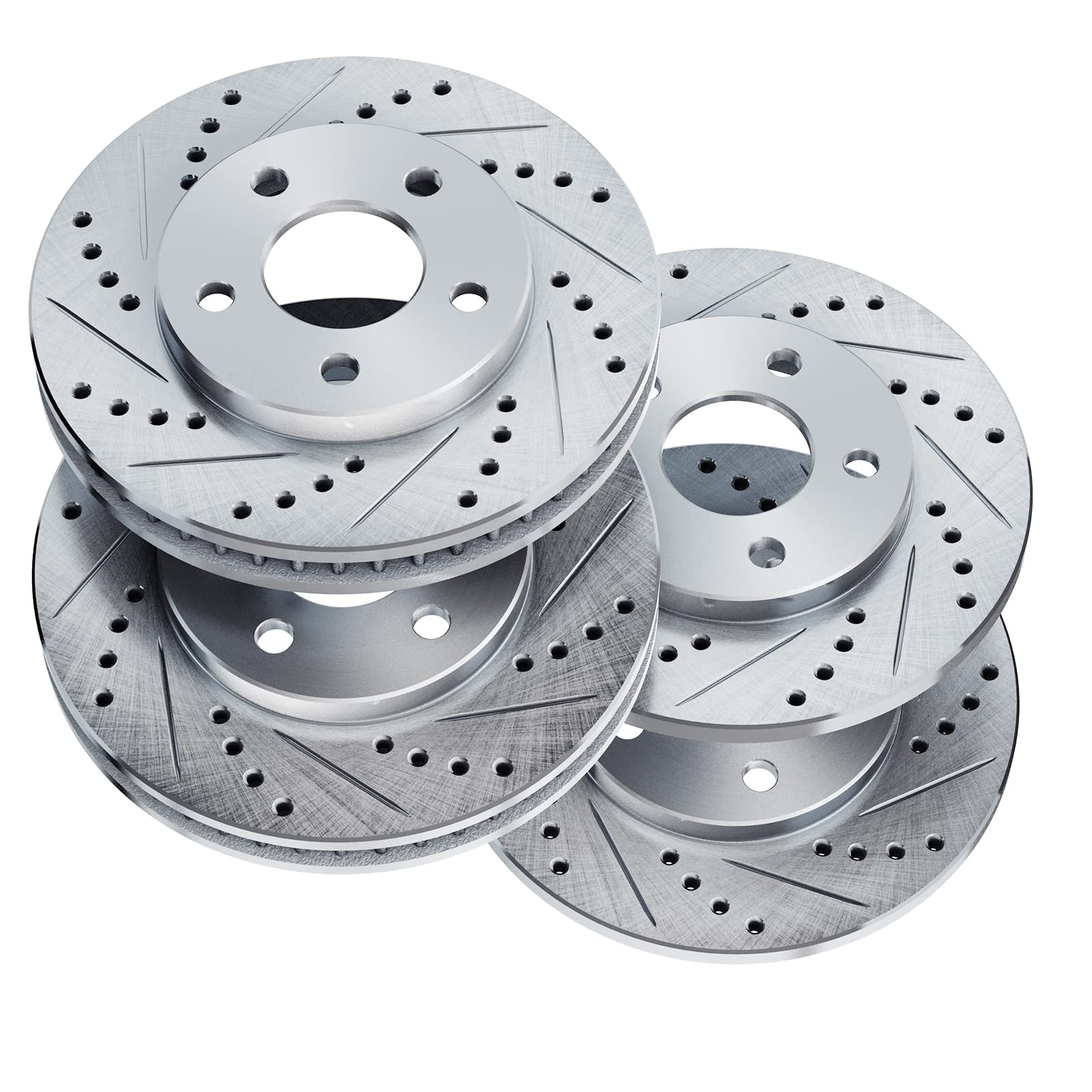 2001-2002 GMC Sierra 2500 HD Front & Rear PowerSport Slotted Brake Rotors - High Performance Drilled Brake Discs for Off-Roading, Towing & Heavy-Duty Trucks