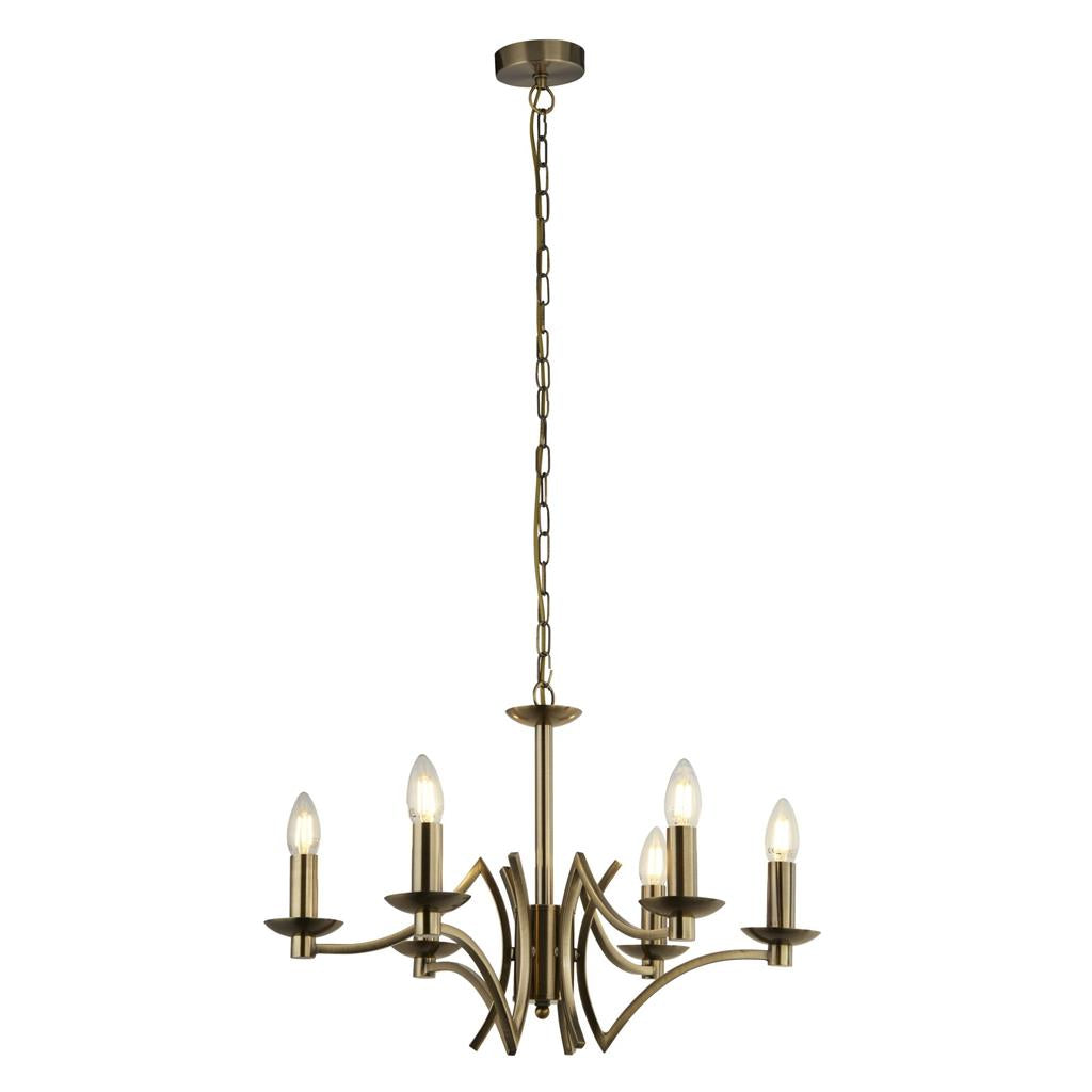 6/8 Light Ascot Multi-Arm Pendant Light Fixture in Antique Brass & Chrome Finish - Perfect for Dining Room, Kitchen Island, or Entryway Lighting