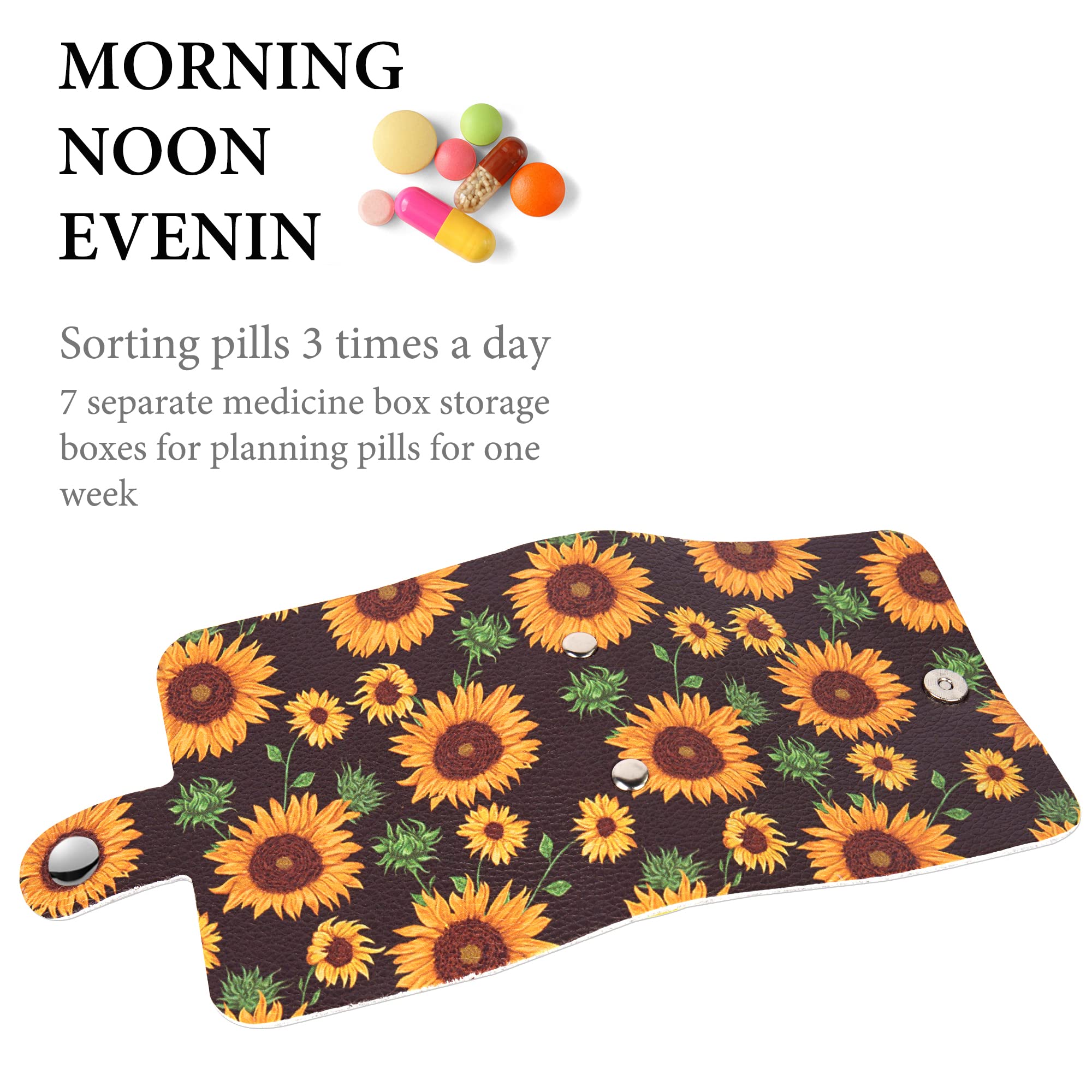 Hennaja Clear Plastic Pill Pouches - Self Sealing Travel Medicine Organizer Storage (2-Sunflower, 2 Pack) - Perfect for Daily Medication, Travel & Emergency Kits