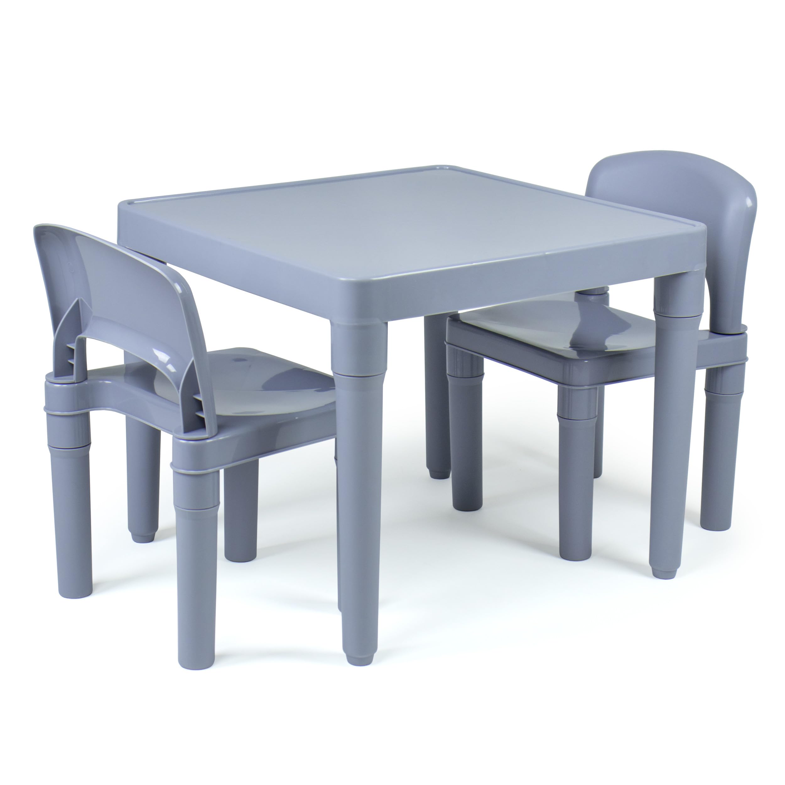 Humble Crew Kids Plastic Table and Chairs Set - Grey Children's Furniture for Playroom, Classroom & Indoor Activities - Durable Toddler Table with 2 Chairs for Arts, Crafts & Learning