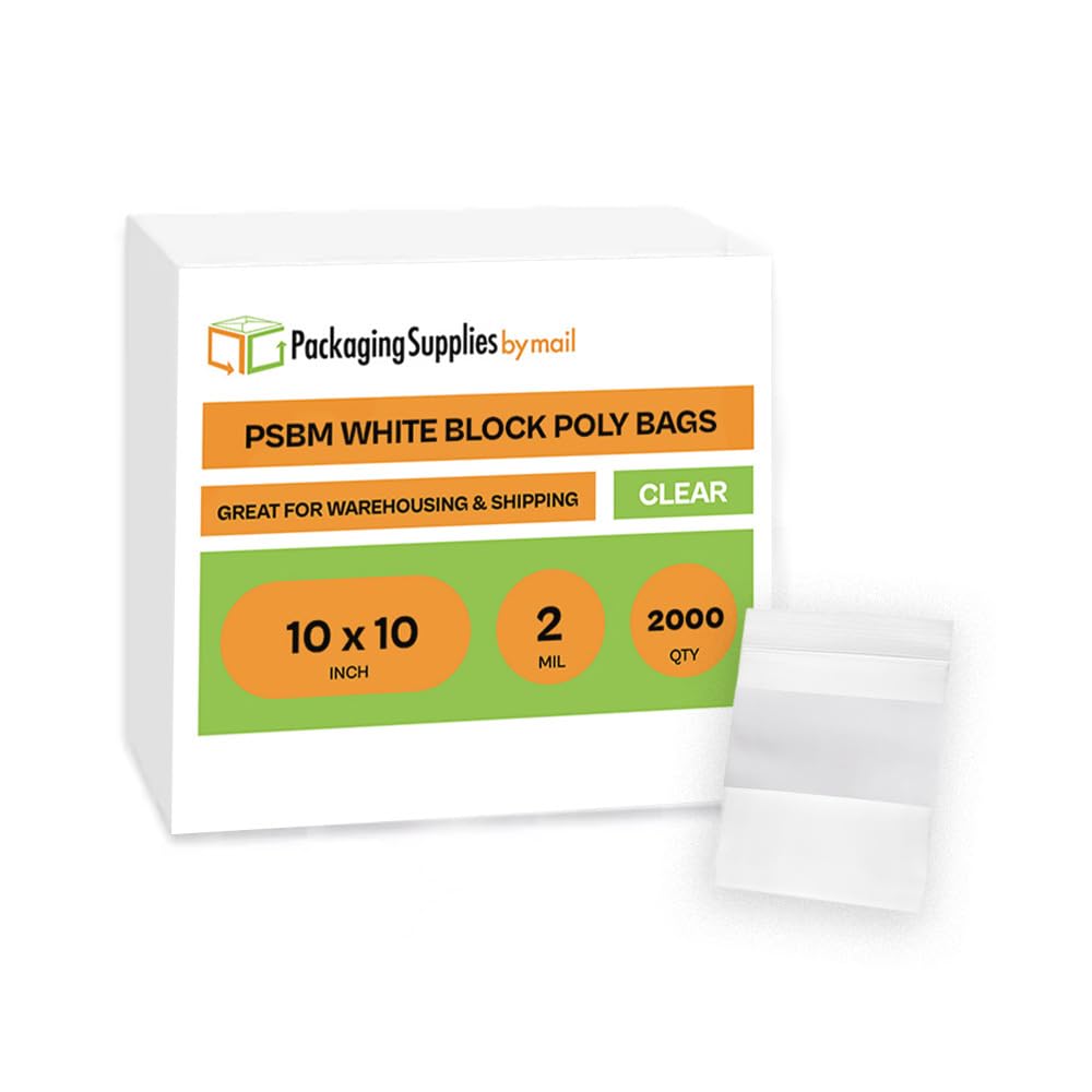 PSBM 10x10 Inch Clear Reclosable Zipper Bags - 2000 Pack of 2 Mil Durable Poly Plastic Storage Bags for Organizing Small Parts, Crafts, Jewelry & Office Supplies | Perfect for Home, Workshop & Retail Use