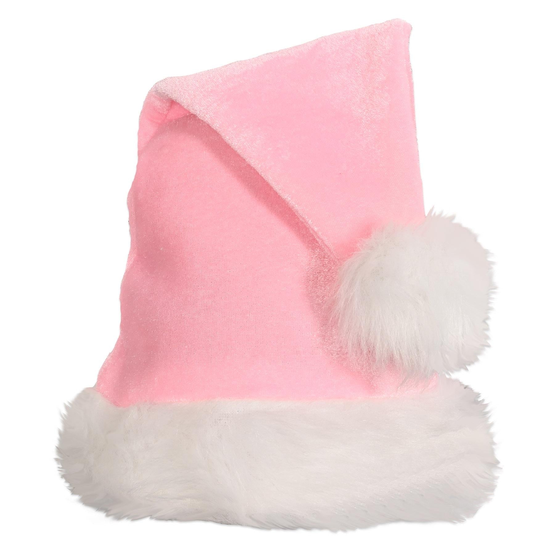 12 Pack Light Pink Santa Hats for Christmas - Festive Holiday Party Hats for Xmas Celebrations, Office Parties & Family Gatherings