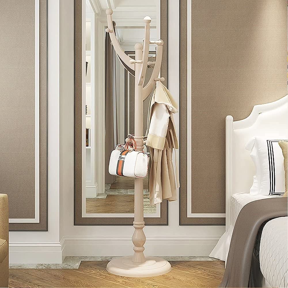 Wooden Clothes Drying Rack - Standing Garment Hanger for Bedroom & Living Room | Space-Saving Storage Organizer for Laundry, Towels & Clothes | Perfect for Apartments, Dorms & Small Spaces