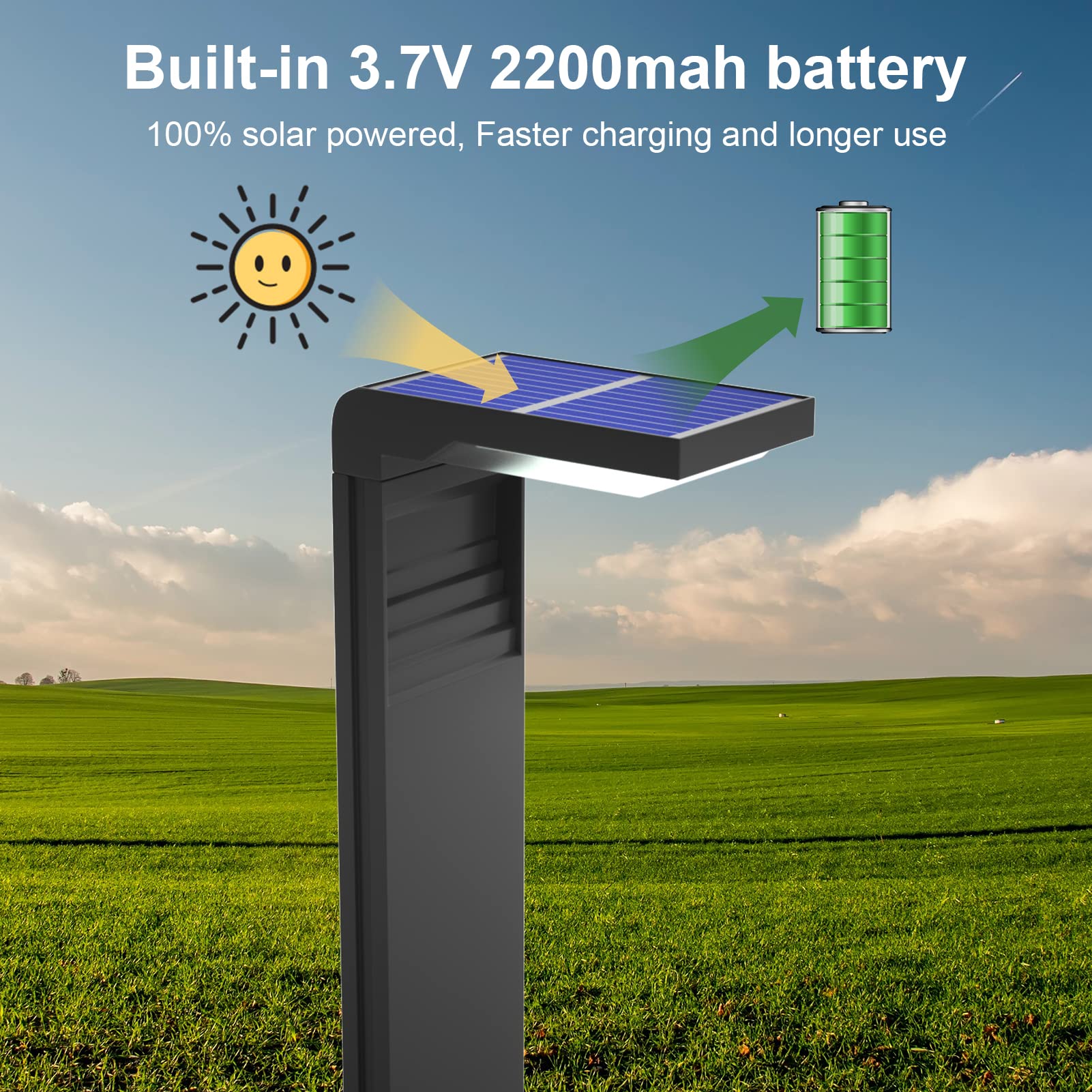 NATSUKAWA Solar Outdoor Lights Waterproof - 2 Pack L-Shaped Black Solar Pathway Lights with 3 Lighting Modes for Garden, Yard, Pathway & Landscape Spot Lighting (Cold White) - Ideal for Driveway, Walkway, Patio & Backyard Decoration