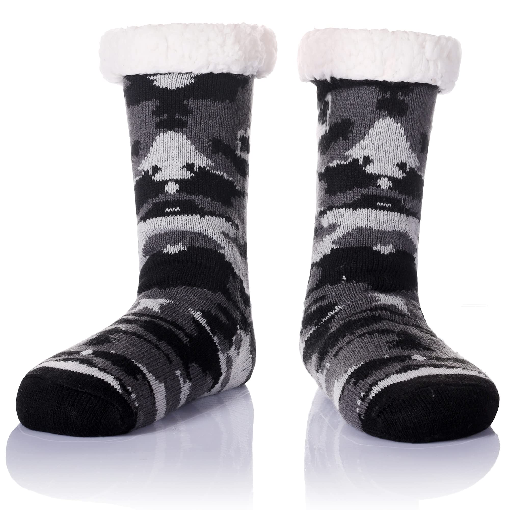 Men's Fleece Lined Thick Winter Slipper Socks - Ultra Soft Non-Slip Fuzzy House Shoes for Indoor Comfort & Warm Sleeping - Perfect for Cold Weather, Lounging at Home and Cozy Nights