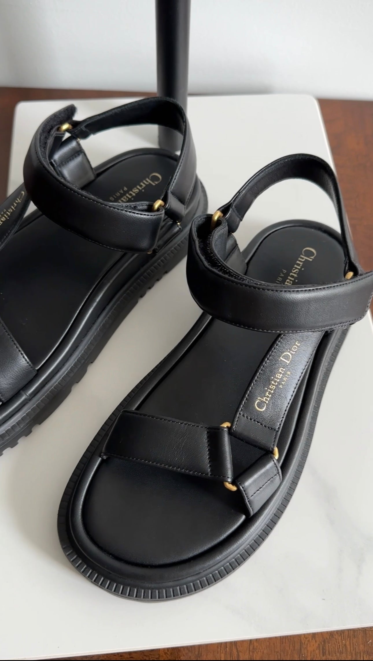 Christian Dior Black Leather D Wave Sandals Size 37 - Luxury Women's Designer Heels for Parties, Weddings & Evening Events