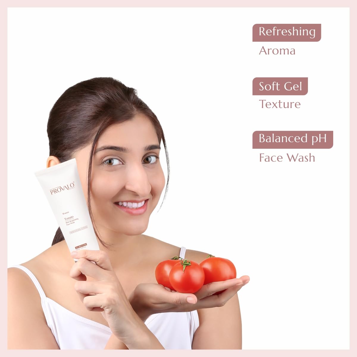 Provalo Tomato Natural Face Wash for Glowing, Brightening & Radiant Skin - Oil Control & Hydration for Oily, Acne-Prone & Dry Skin (100ml) | Gentle Daily Cleanser for Women | Perfect for Morning & Night Skincare Routine