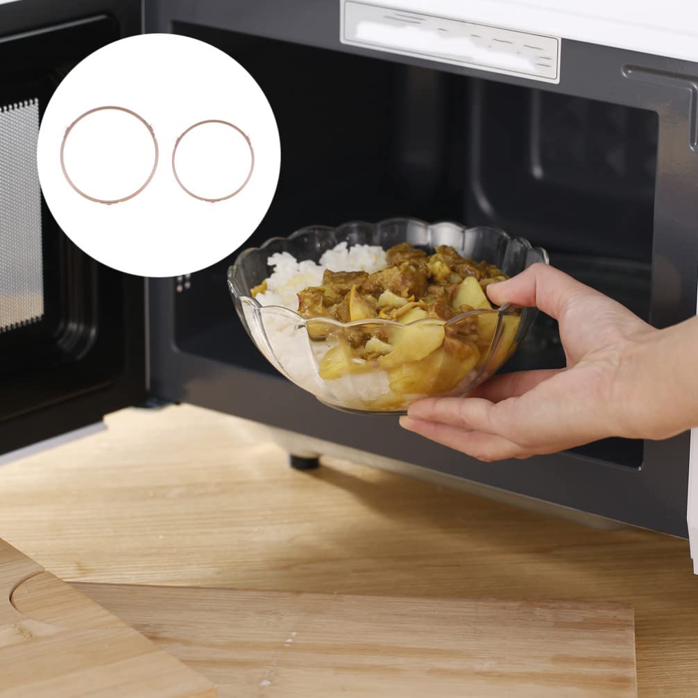 2-Pack Hemoton Microwave Oven Stand - Universal Rotating Glass Plate Replacement with PP Base | Durable Round Tray Ring & Roller Rack for Smooth Rotation | Perfect for Heating Food, Defrosting & Reheating Meals