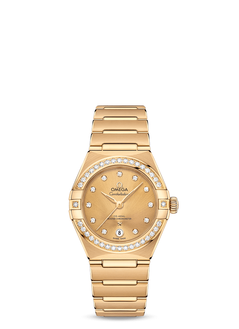 Omega Constellation Co-Axial Master Chronometer 18K Yellow Gold Diamond Women's Watch - Luxury Swiss Timepiece for Elegant Occasions & Special Events