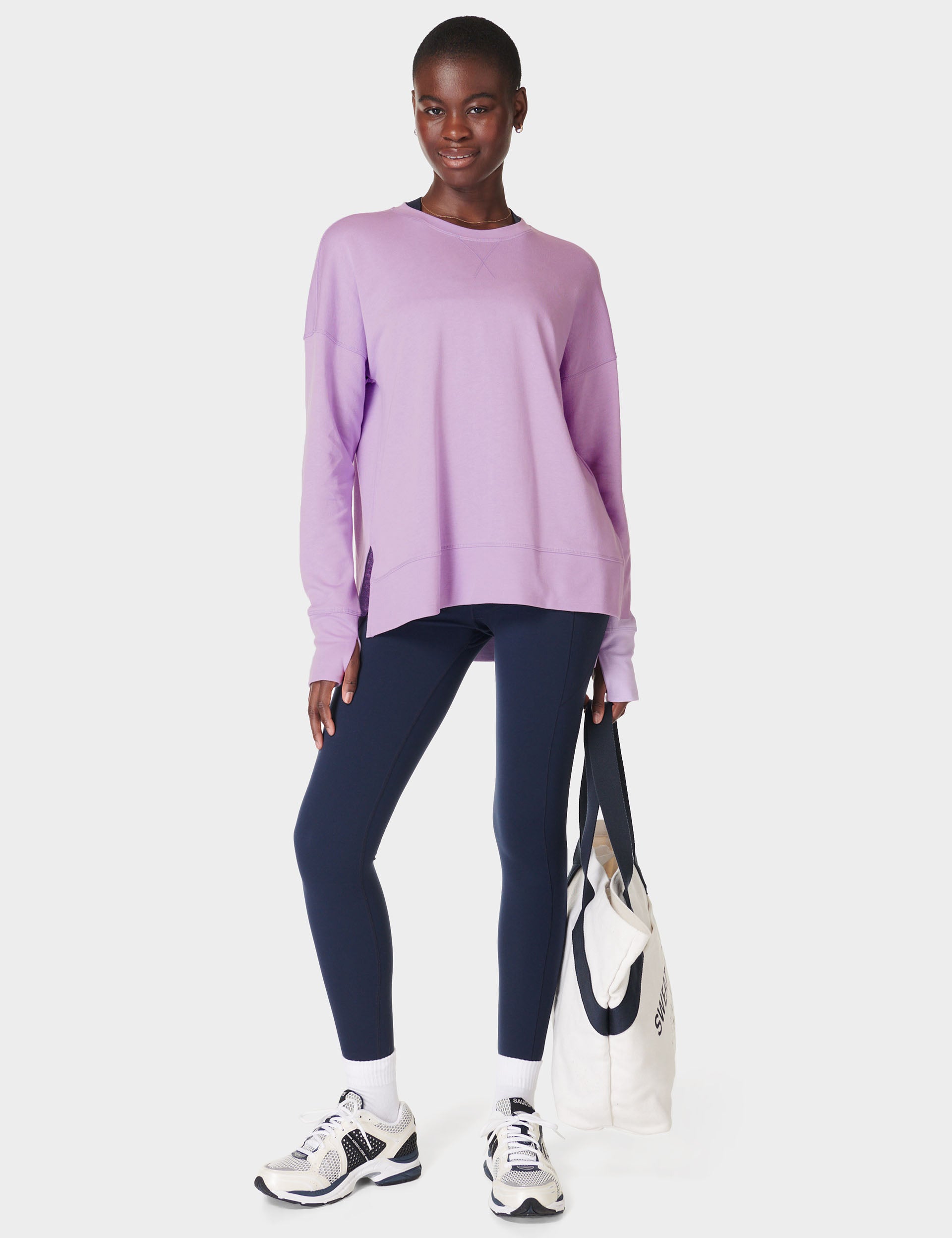 After Class Longline Sweatshirt for Women - Trendy Oversized Pullover Hoodie in Prism Purple | Perfect for Casual Wear, Loungewear & Street Style Fashion