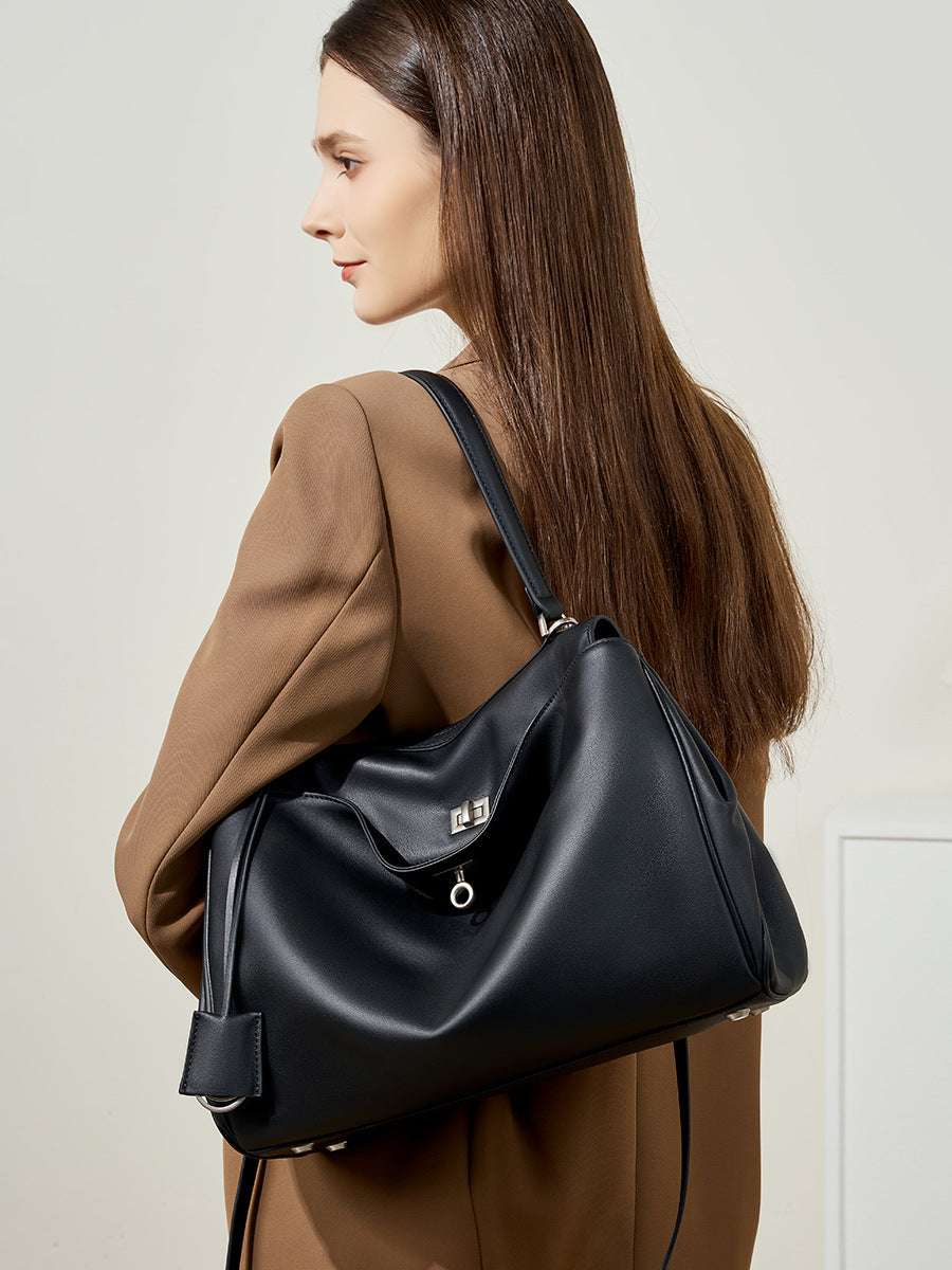 Premium Genuine Leather Large Shoulder Bag for Women - Stylish & Spacious Crossbody Tote - Perfect for Work, Travel & Everyday Use