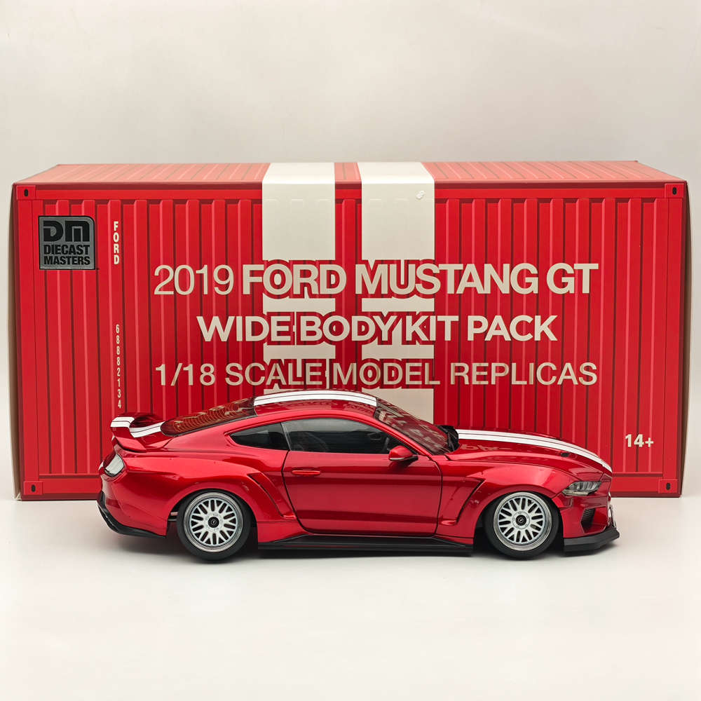 2019 Ford Mustang GT 1/18 Scale Diecast Model Car with Widebody Kit - Red RHD Collectible for Car Enthusiasts | Perfect for Display, Gifts, and Hobby Collections