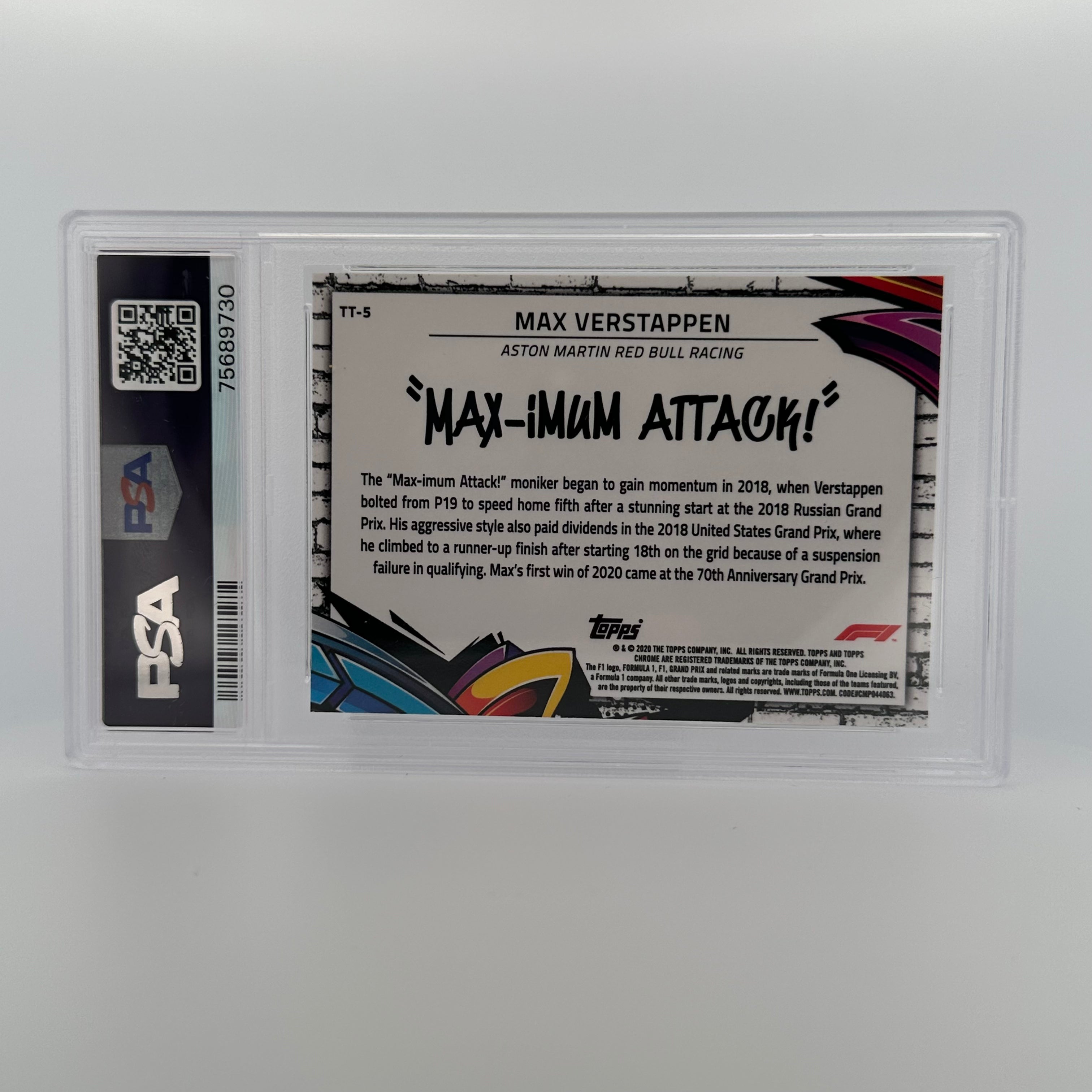PSA 10 Graded MAX VERSTAPPEN #5 TRACK TAGS - Rare Collectible Trading Card for F1 Fans, Perfect for Display & Investment
