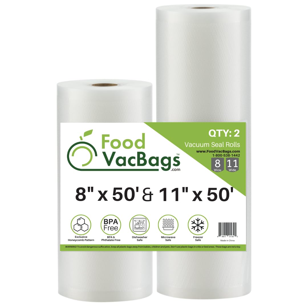 2 Pack FoodSaver Compatible Vacuum Sealer Bags Rolls - 8