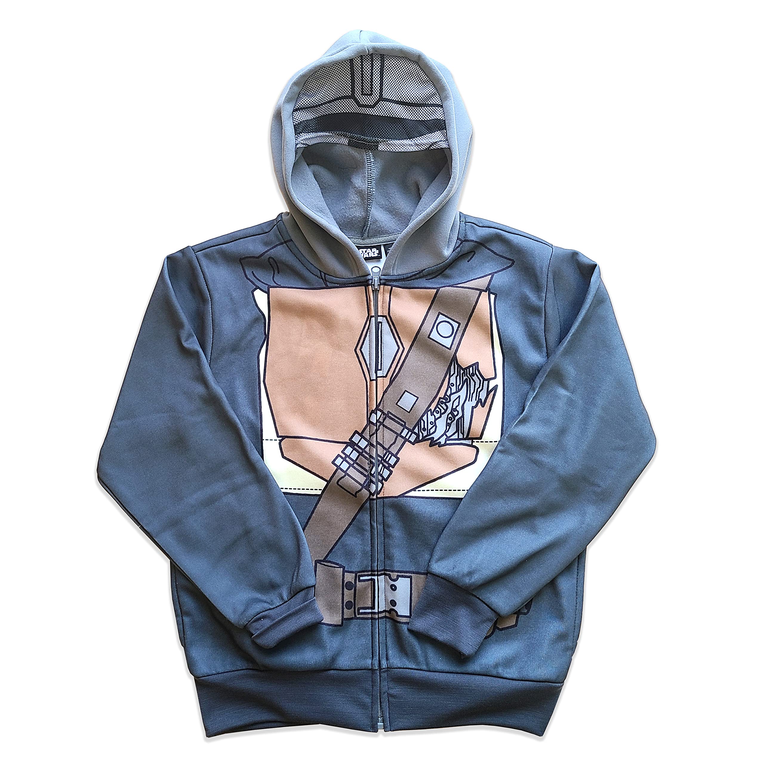 Star Wars The Mandalorian Zip Up Hoodie for Men, Women & Kids - Cosplay Costume, Gift for Fans, Casual Wear & Movie Night Outfits