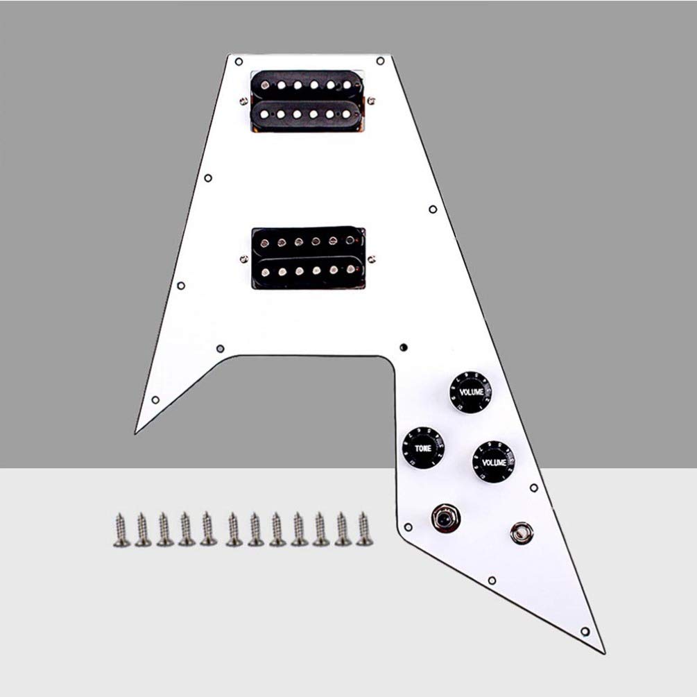Milisten 3-Ply Prewired Guitar Pickguard with Screws - White Electric Guitar Scratch Plate Replacement for Bass & Guitar | Perfect for DIY Repairs & Custom Upgrades