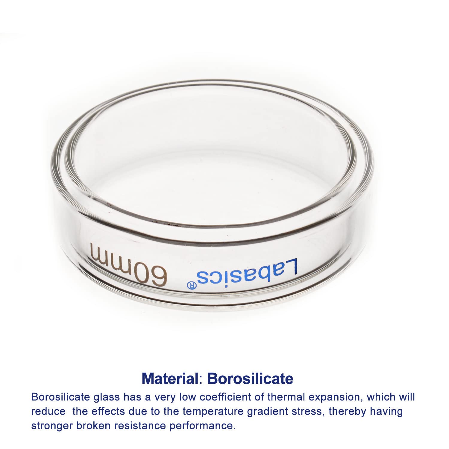 Labasics 10-Pack 60x15mm Autoclavable Borosilicate Glass Petri Dishes with Clear Lid - Laboratory-Grade Cell Culture Dishes for Microbiology, Biology Experiments & Scientific Research