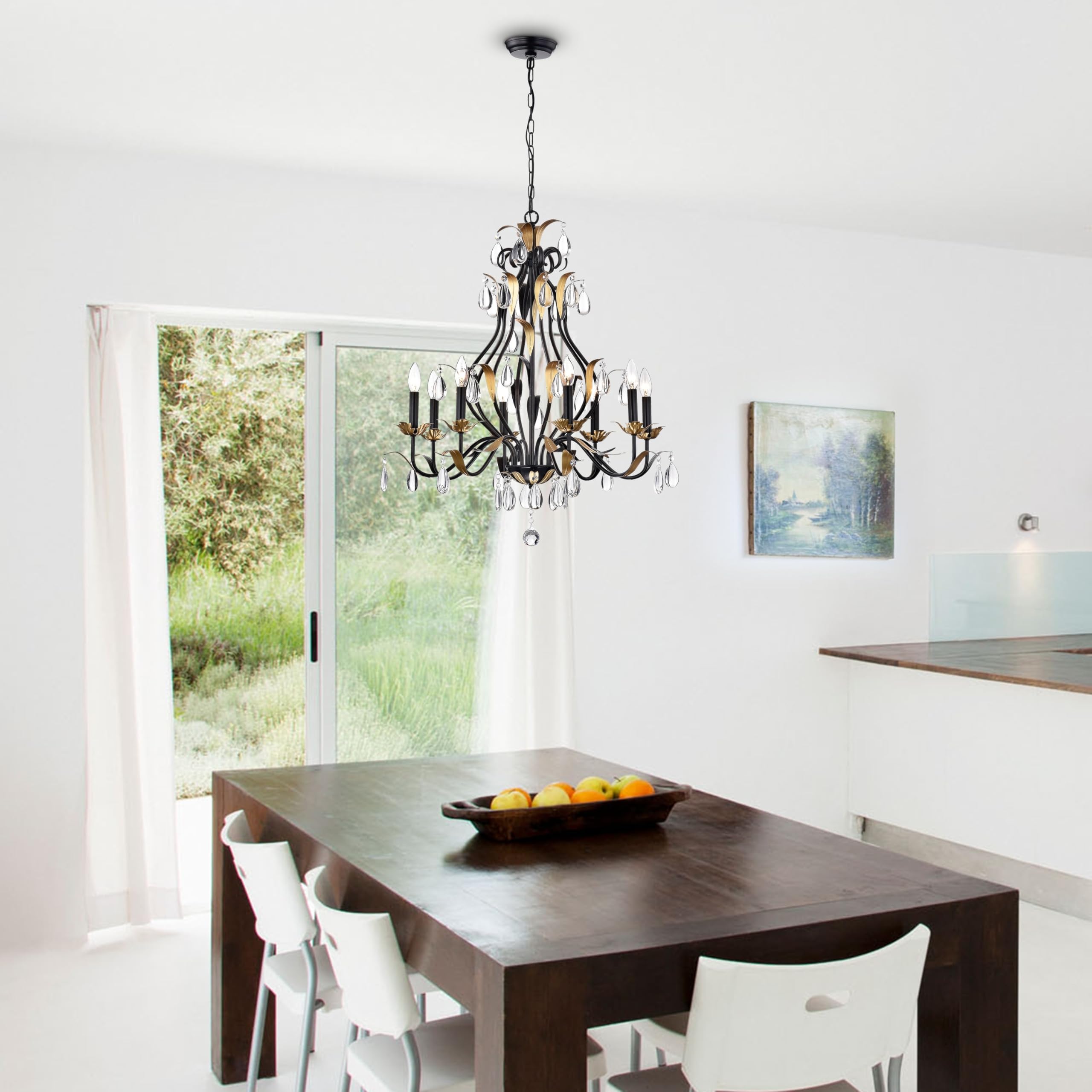 Adhafera 8-Light Crystal Candle Chandelier - Elegant Dining Room Lighting Fixture for Home Decor | Perfect for Dining Room, Living Room & Bedroom