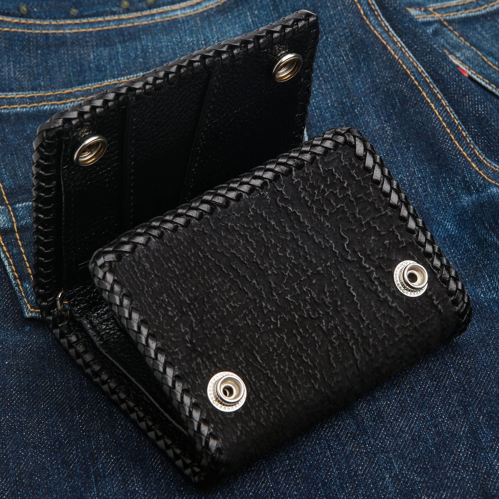 Authentic Shark Skin Leather Biker Wallet for Men - Durable RFID Blocking Motorcycle Wallet with Money Clip - Perfect for Riders, Travel & Everyday Use